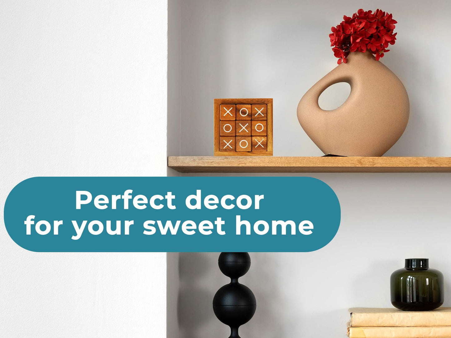 BSIRI Wooden Tic Tac Toe Coffee Table Decor – Classic XO Game for Home & Office