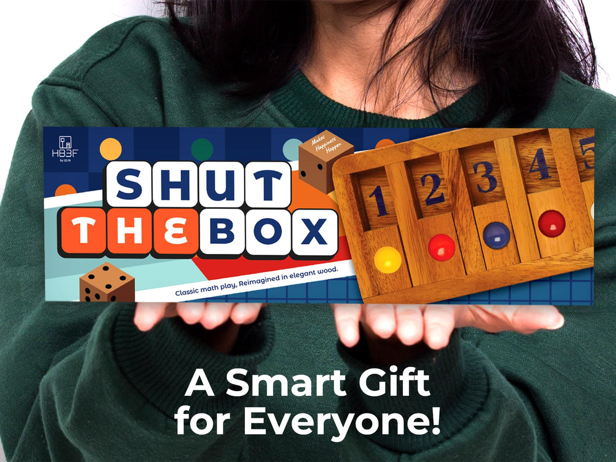 BSIRI Shut The Box: Wooden Brain Teaser Board Game for Adults & Seniors