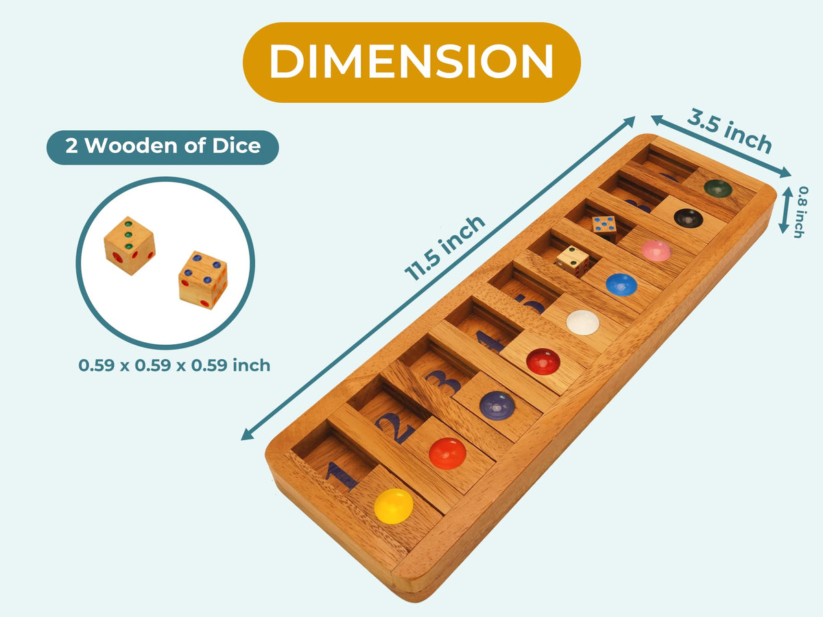 BSIRI Shut The Box: Wooden Brain Teaser Board Game for Adults & Seniors