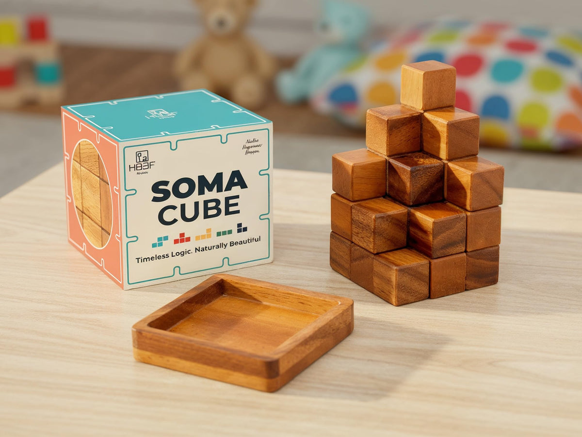 BSIRI Soma Puzzle Cube – Wooden Brain Teaser Desk Toy for Adults & Teens