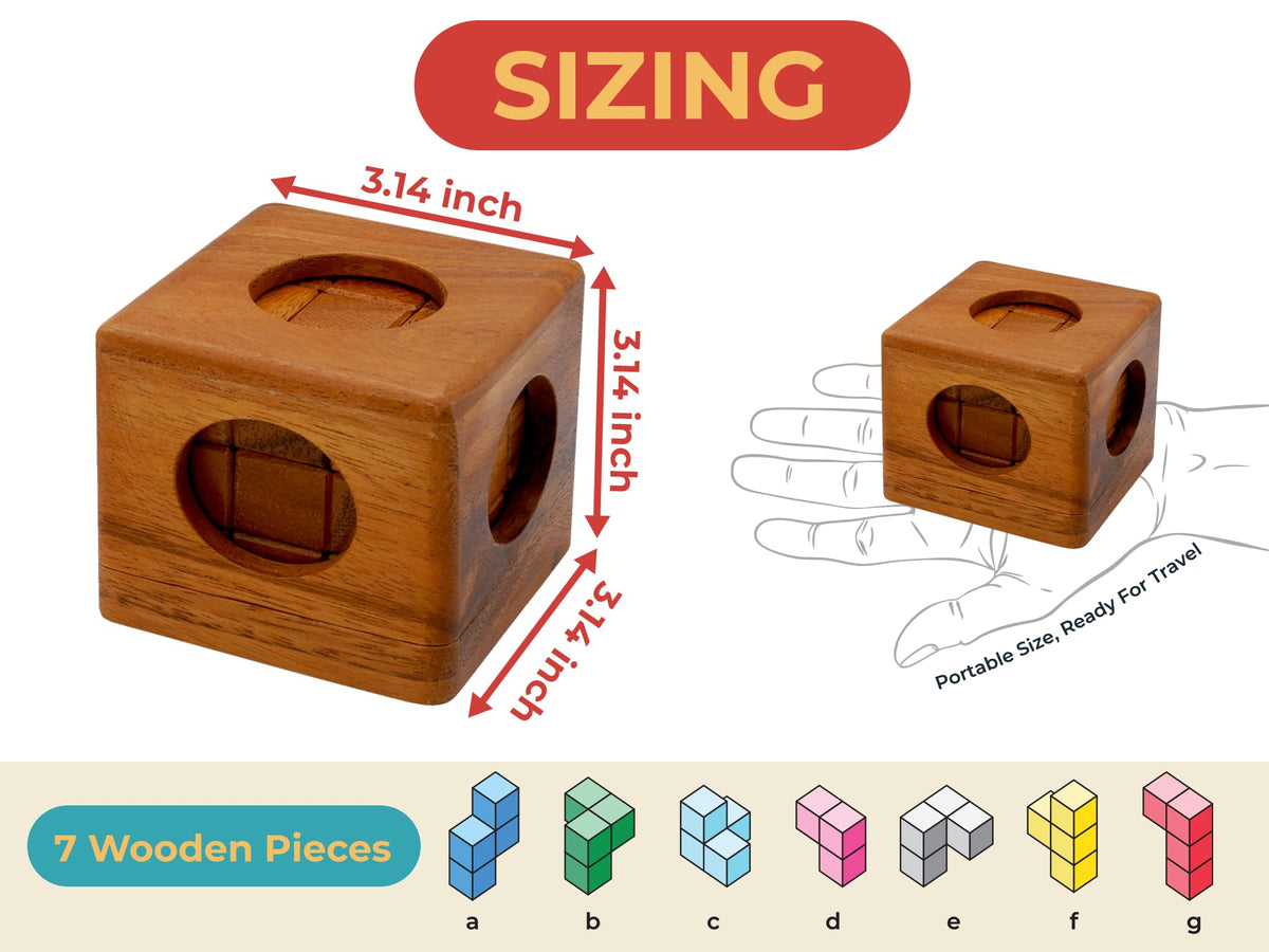 BSIRI Soma Puzzle Cube – Wooden Brain Teaser Desk Toy for Adults & Teens