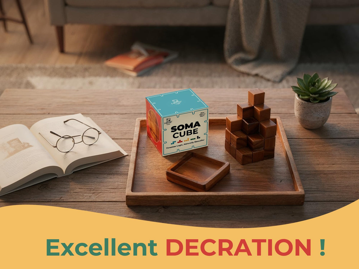 BSIRI Soma Puzzle Cube – Wooden Brain Teaser Desk Toy for Adults & Teens