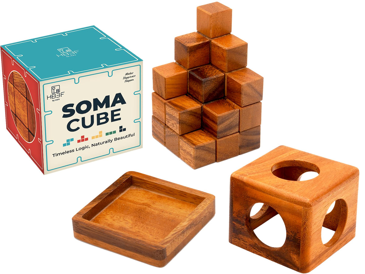 BSIRI Soma Puzzle Cube – Wooden Brain Teaser Desk Toy for Adults & Teens