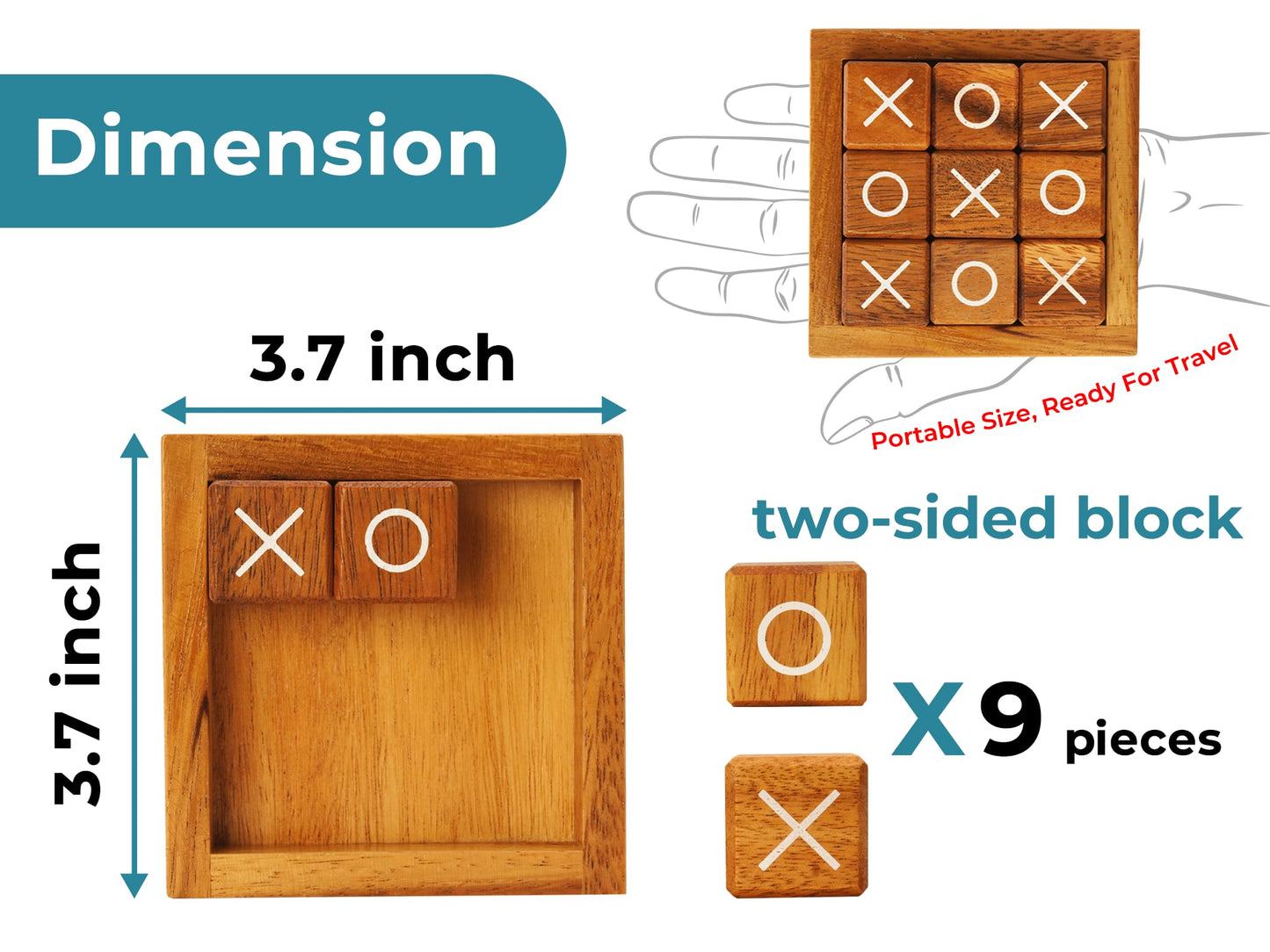 BSIRI Wooden Tic Tac Toe Coffee Table Decor – Classic XO Game for Home & Office