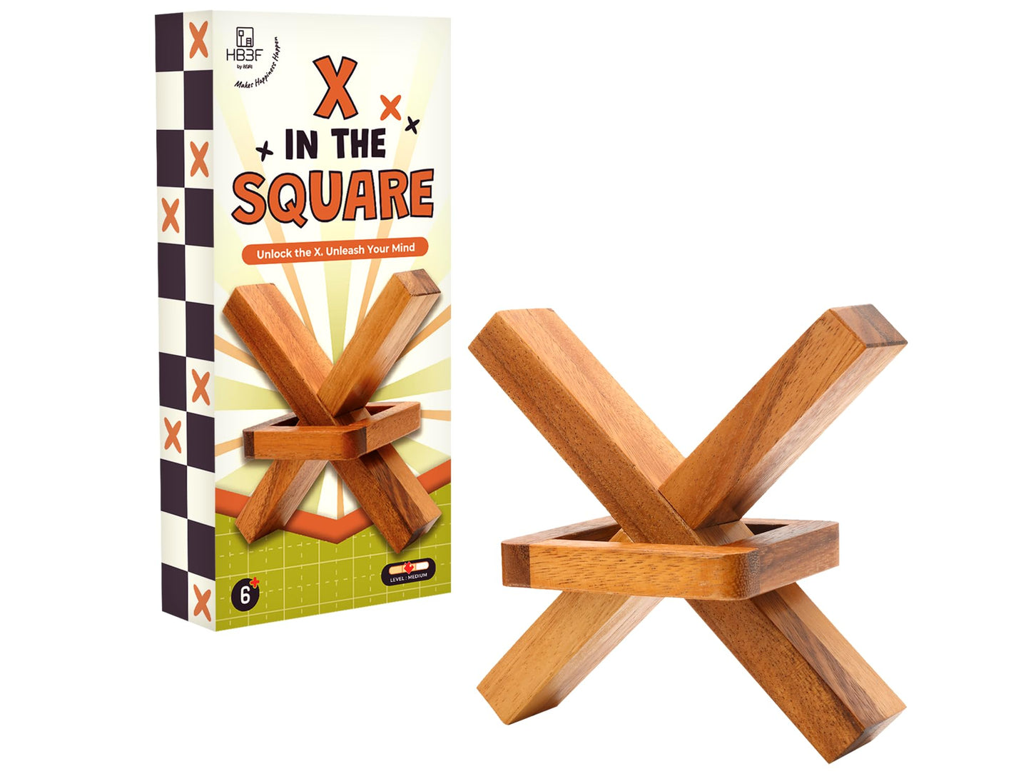 BSIRI Wooden Brain Teasers for Adults | Cross Out Trick Lock Logic Puzzle Gift