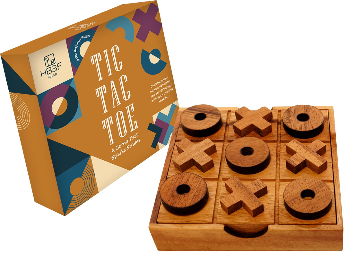 BSIRI Wooden Tic Tac Toe Game – 5.5-Inch Tabletop XO Blocks for Family Game Night