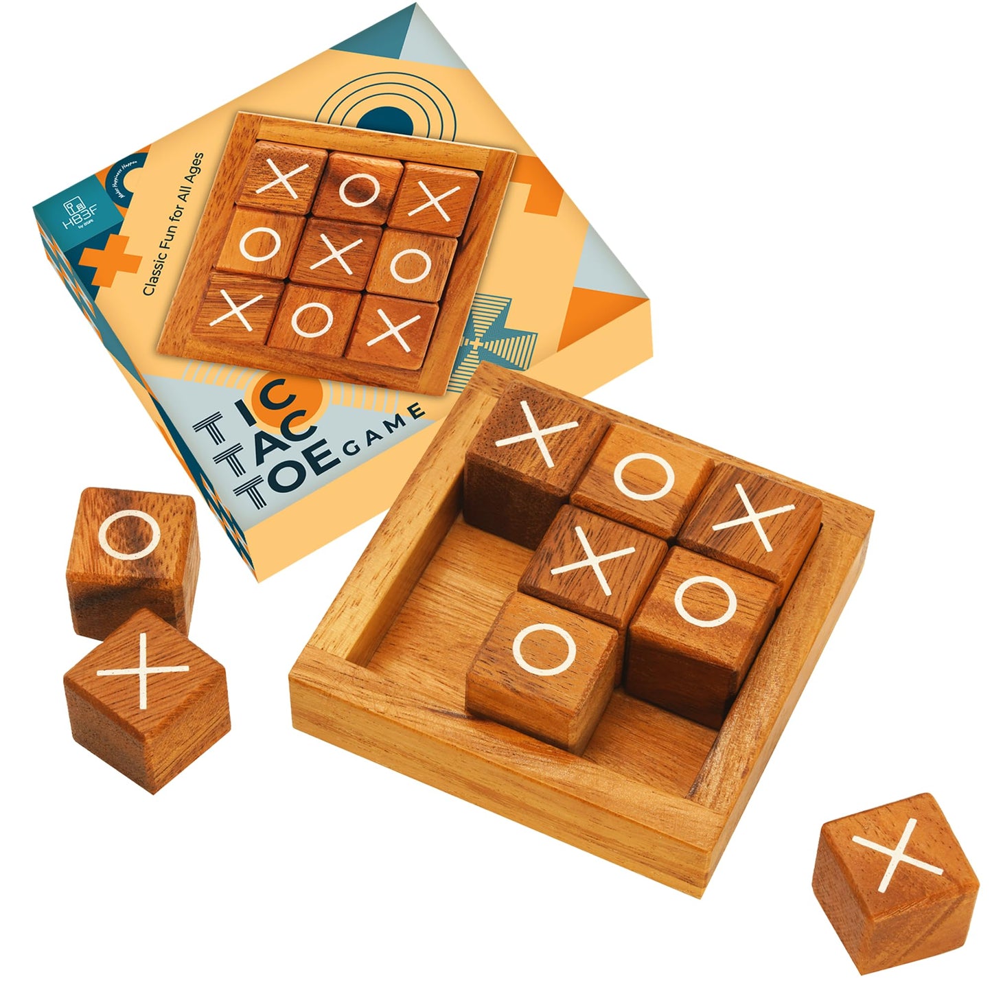 BSIRI Wooden Tic Tac Toe Coffee Table Decor – Classic XO Game for Home & Office