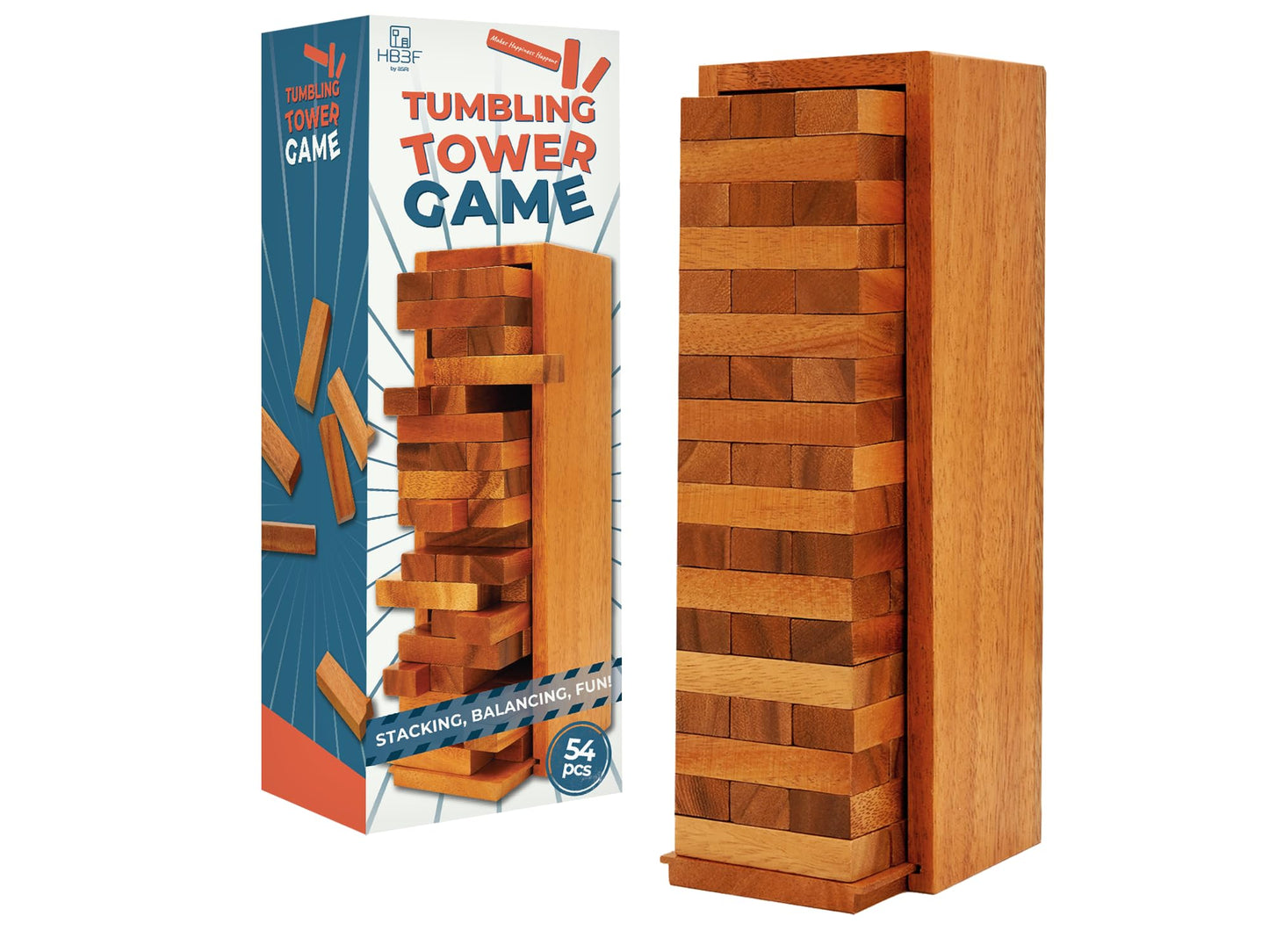 BSIRI Wooden Tumbling Tower – Family Game for Seniors & Adults | Classic Stacking Blocks