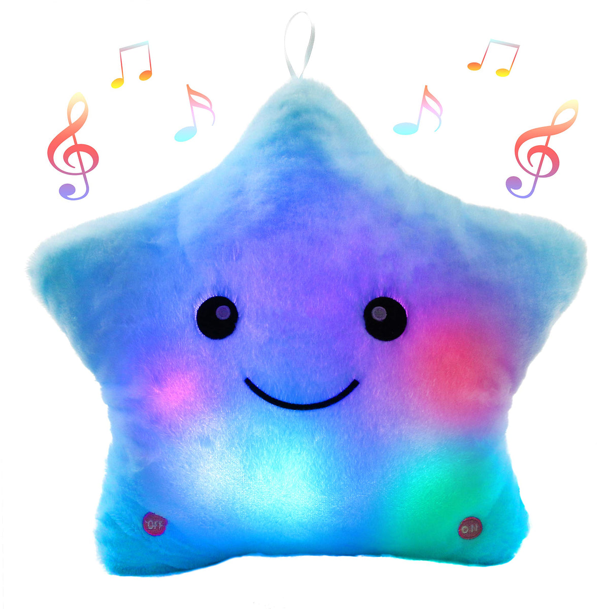 BSTAOFY 13-inch Creative LED Glow Star Musical Pillow – Lullaby Toy for Toddlers