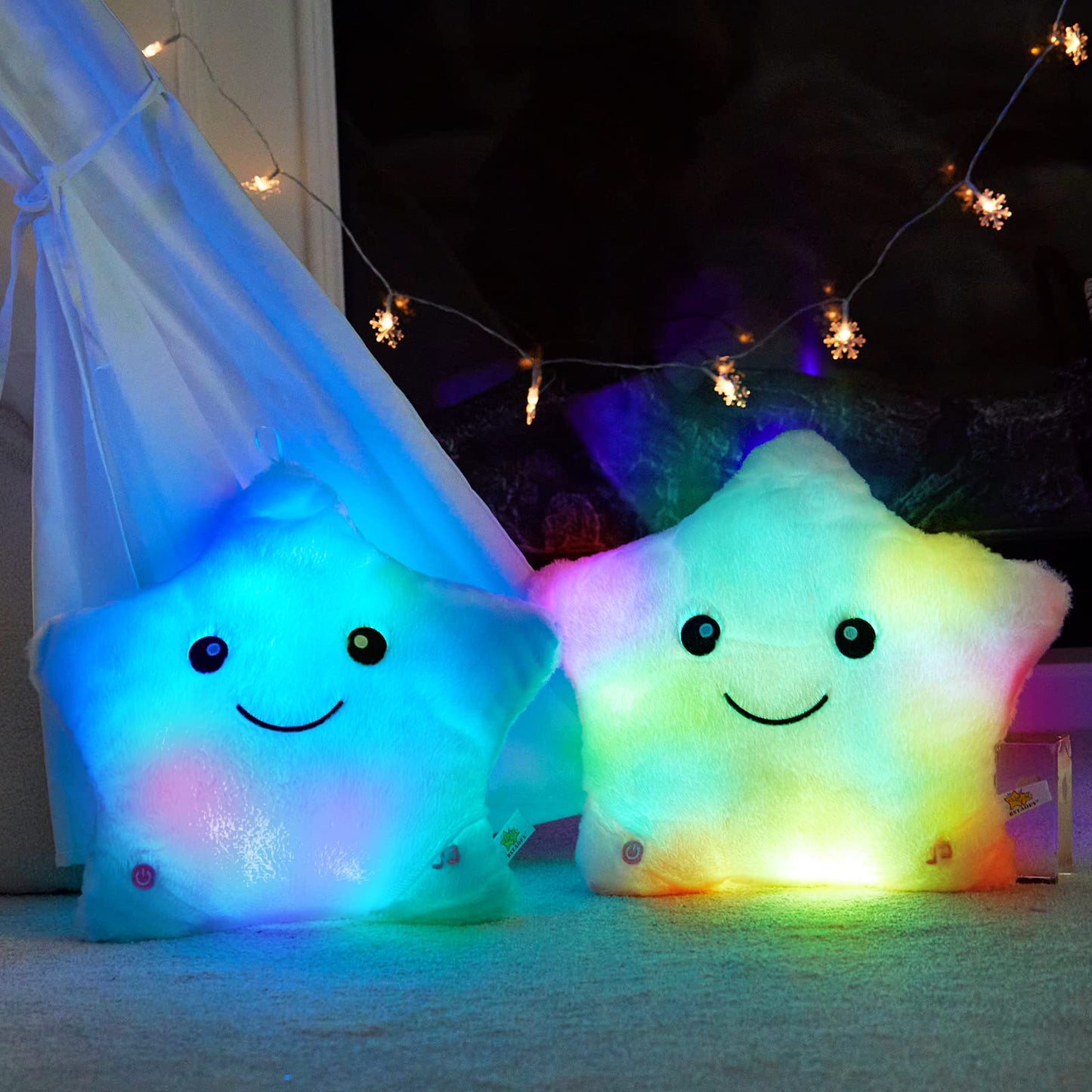 BSTAOFY 13'' Light Up Musical Twinkle Star Plush Pillow – Pink