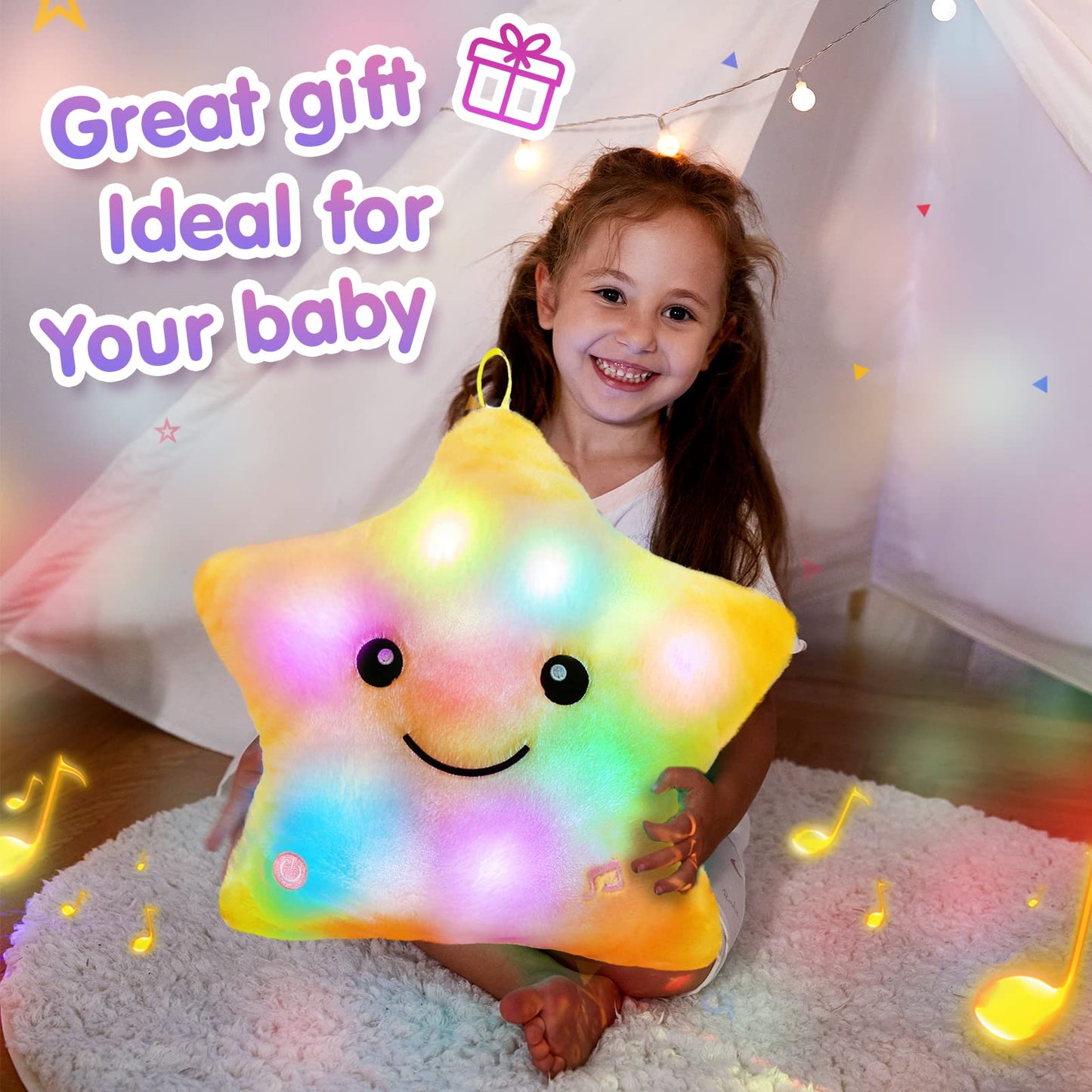 BSTAOFY 13-inch LED Twinkle Star Plush – Lullaby Glow Light Toy for Toddlers