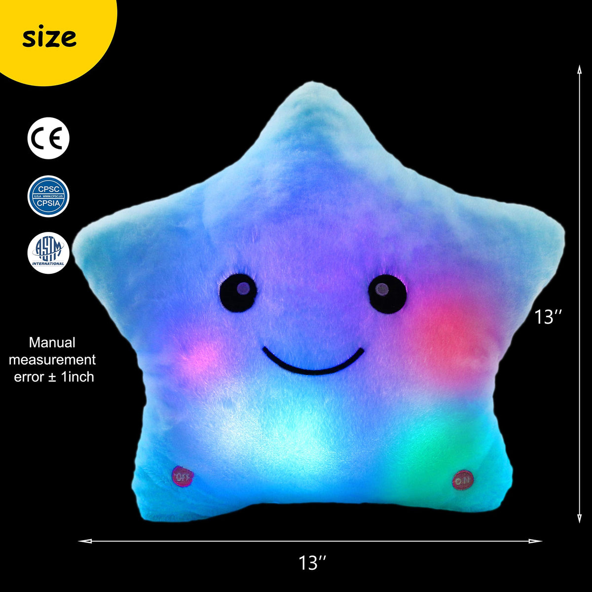 BSTAOFY 13-inch Creative LED Glow Star Musical Pillow – Lullaby Toy for Toddlers