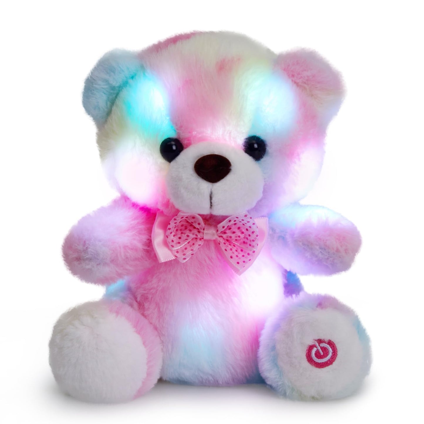 BSTAOFY Rainbow Teddy Bear LED Nightlight Plush – 8 Inch Soft Glow Gift for Kids