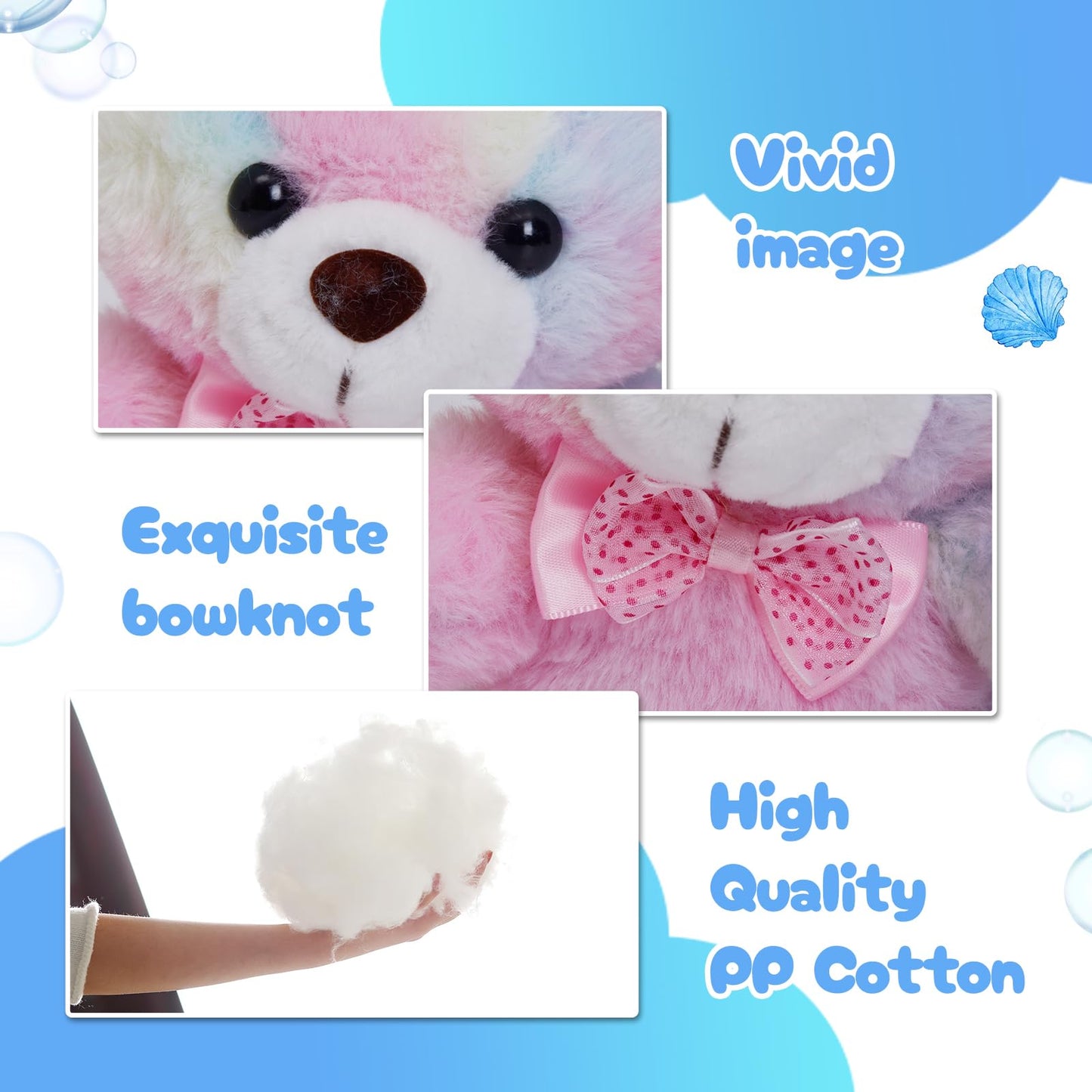 BSTAOFY Rainbow Teddy Bear LED Nightlight Plush – 8 Inch Soft Glow Gift for Kids