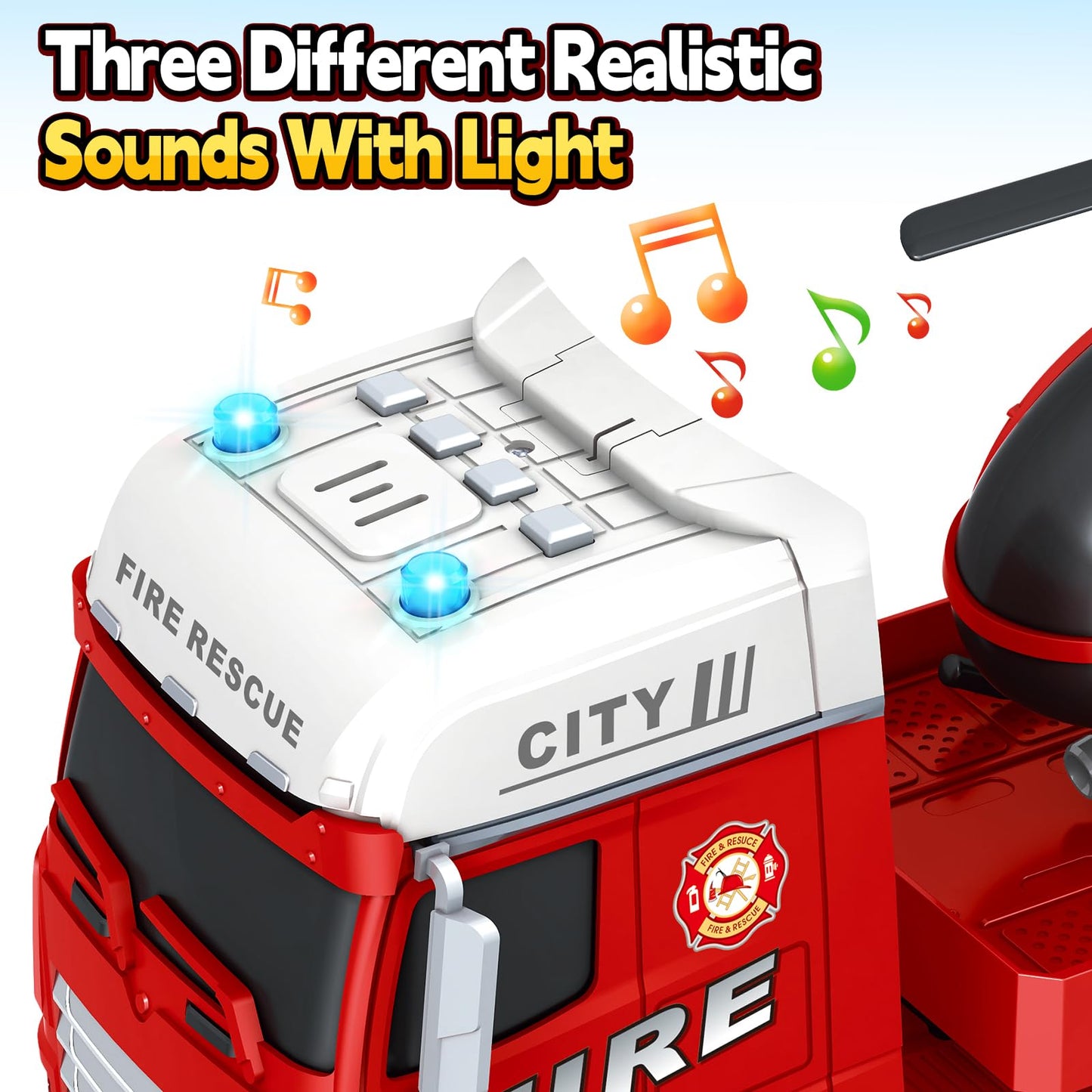 Bstoyder 25-Inch 3-in-1 Fire Truck Toy with Helicopter & Racing Car