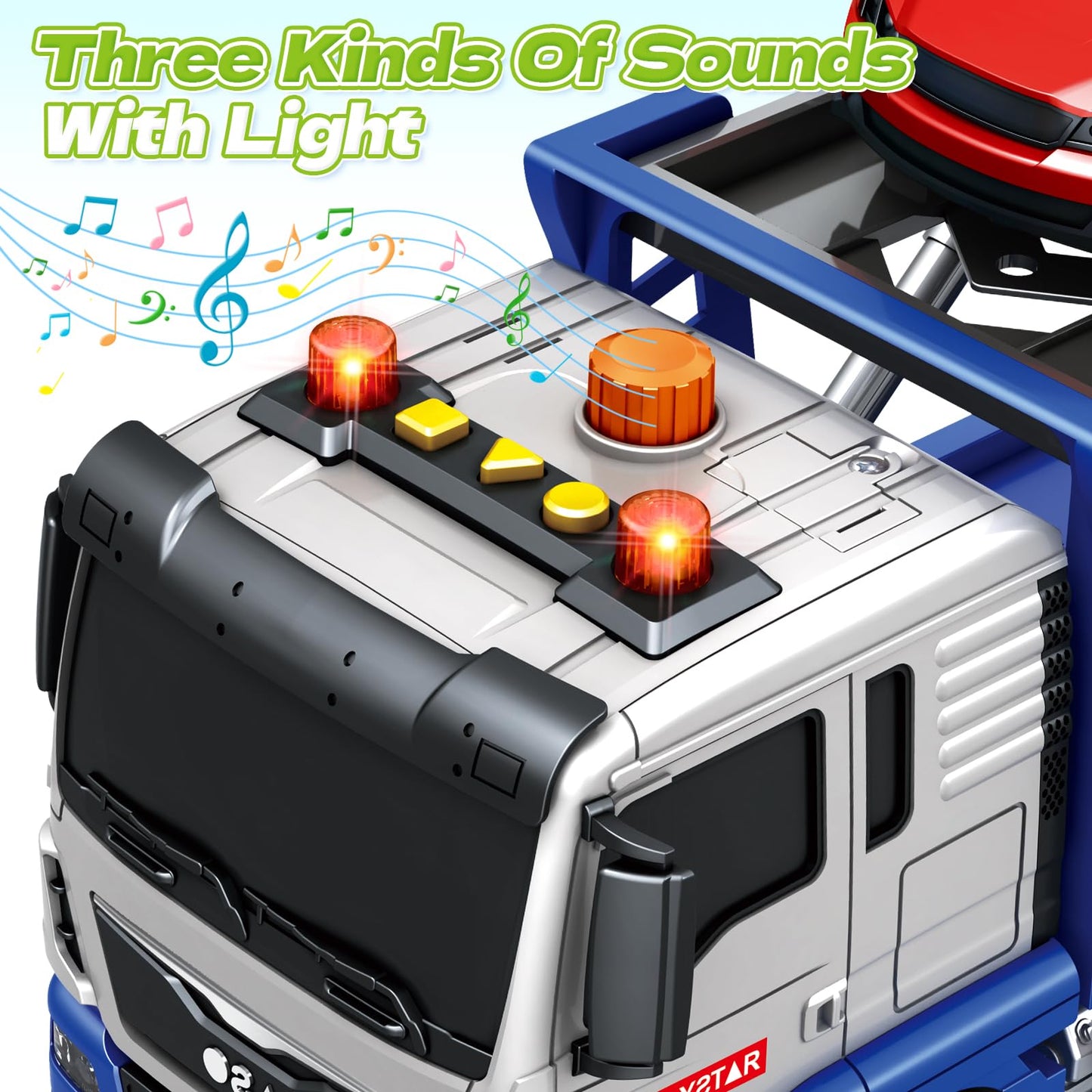 Bstoyder Transport Carrier Truck with Lights & Sounds – Friction-Powered Toy for Kids 3–8