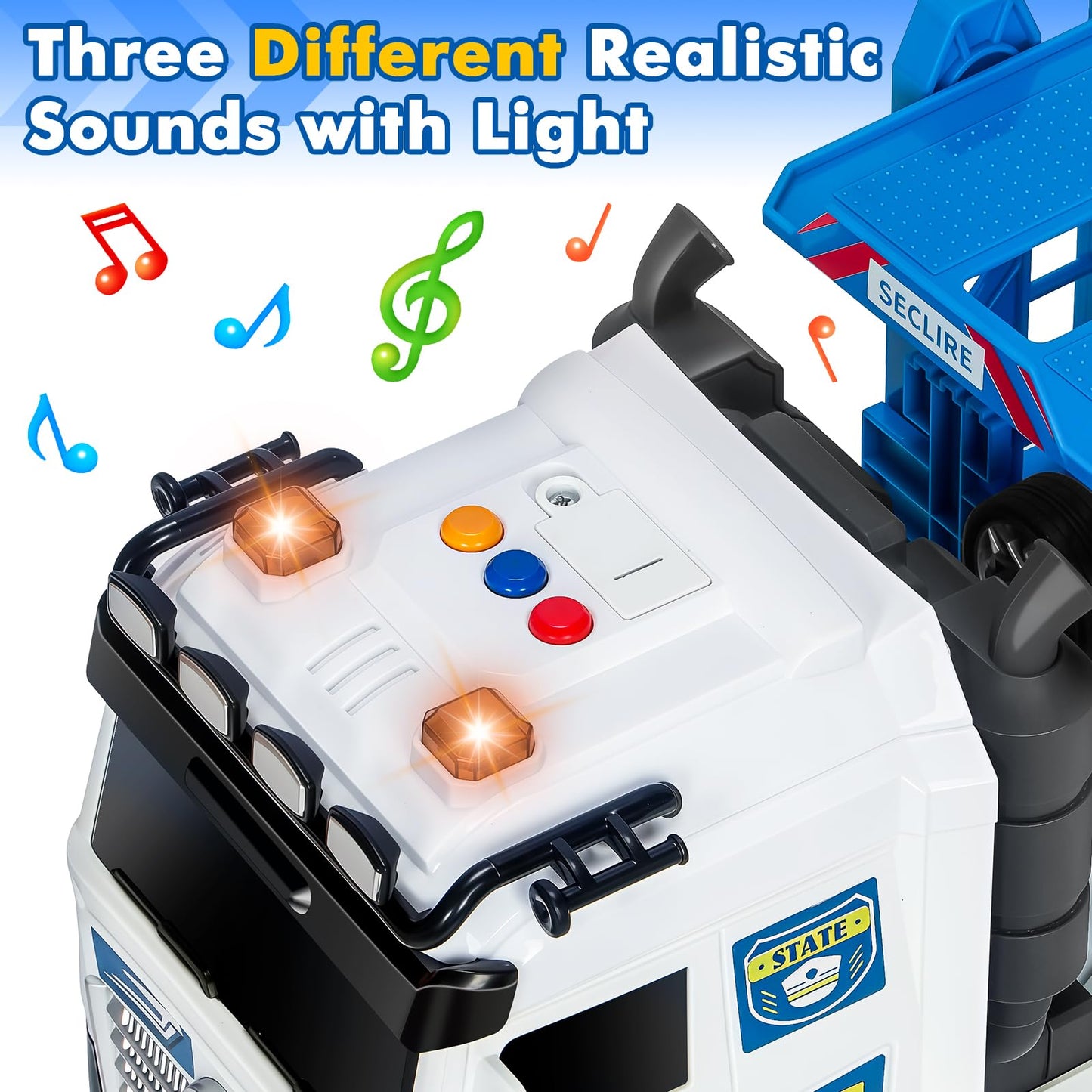 Bstoyder Toddler Truck Set — 21-Inch Carrier Truck with 4 Racing Cars, Lights & Sounds