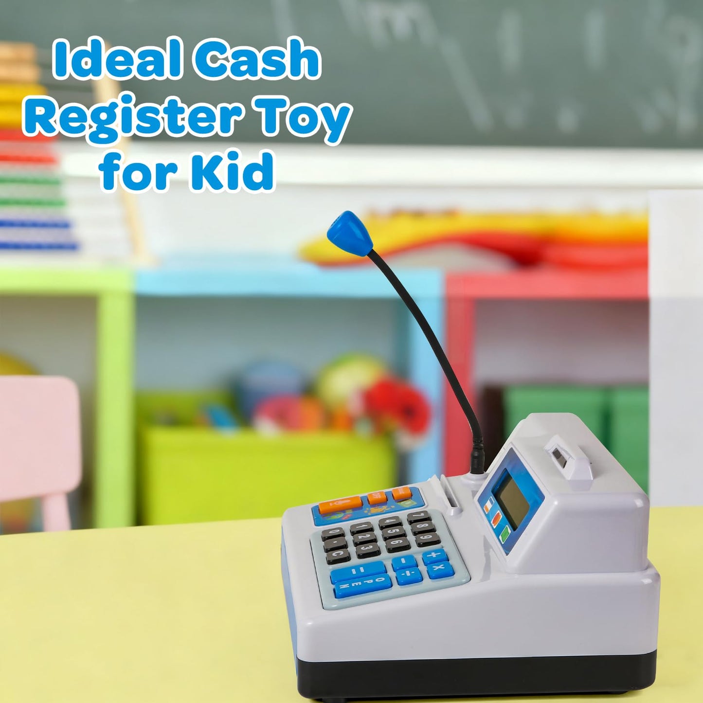 Bstoyder Calculator Cash Register Toy – 103-Piece Grocery Store Playset for Kids Aged 3–8