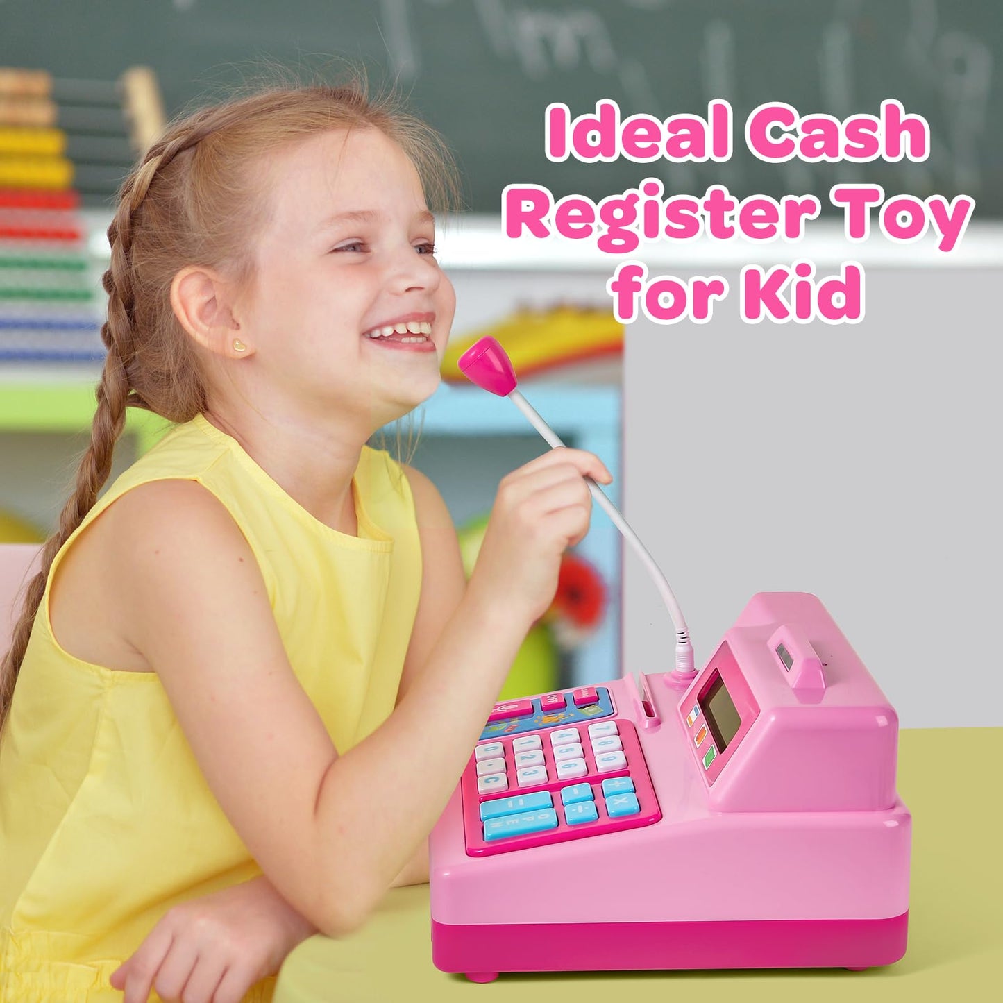Bstoyder Calculator Cash Register Toy for Kids 3-8 | 103-Pcs Grocery Store Playset