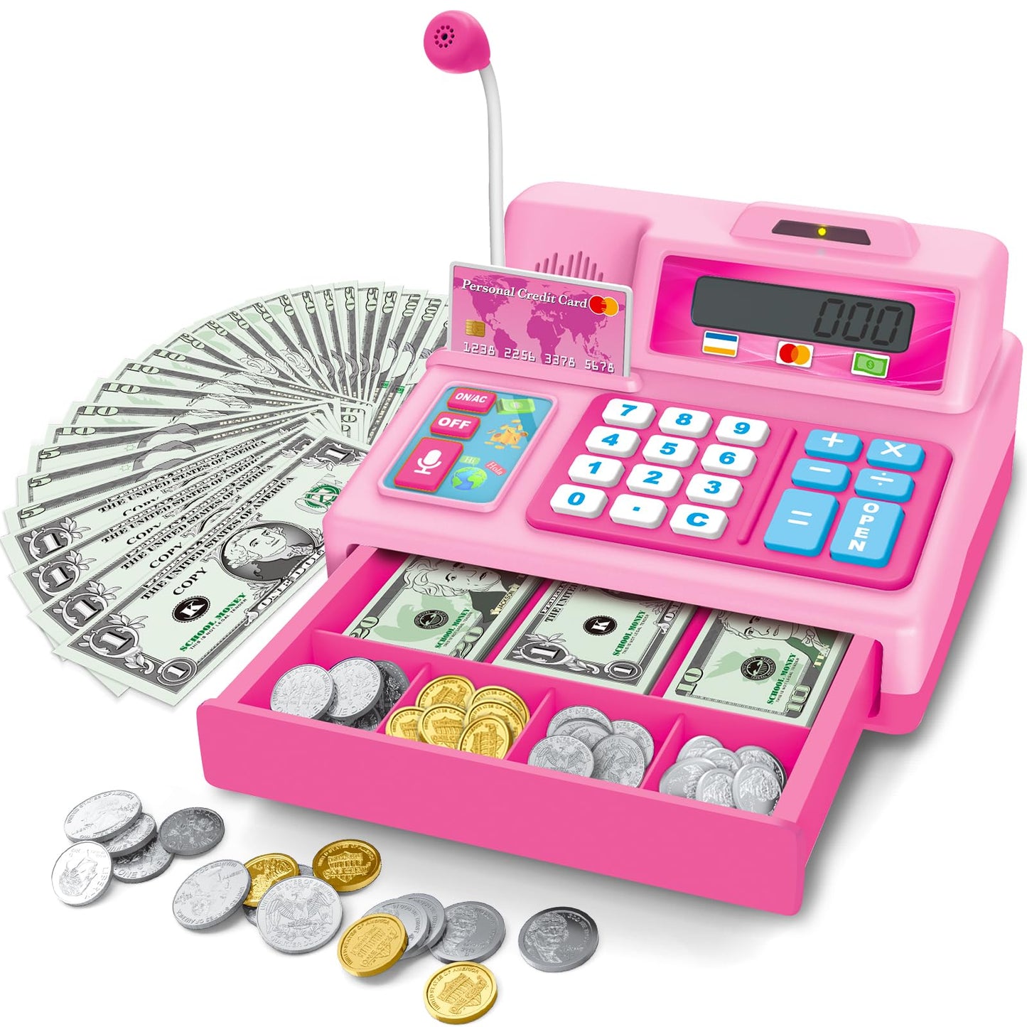 Bstoyder Calculator Cash Register Toy for Kids 3-8 | 103-Pcs Grocery Store Playset