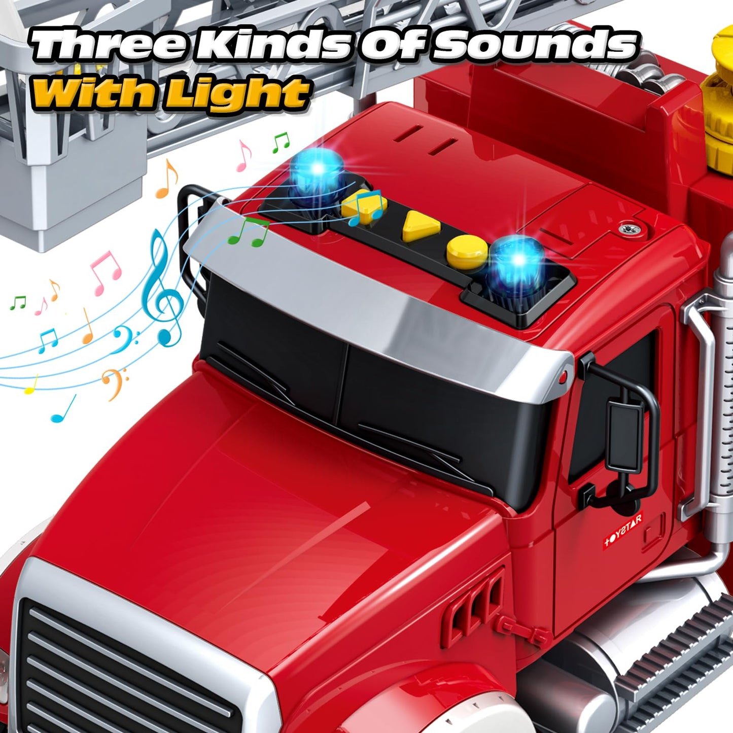 Bstoyder 15-Inch Friction Fire Truck Toy with Water Pump, Lights & Sirens