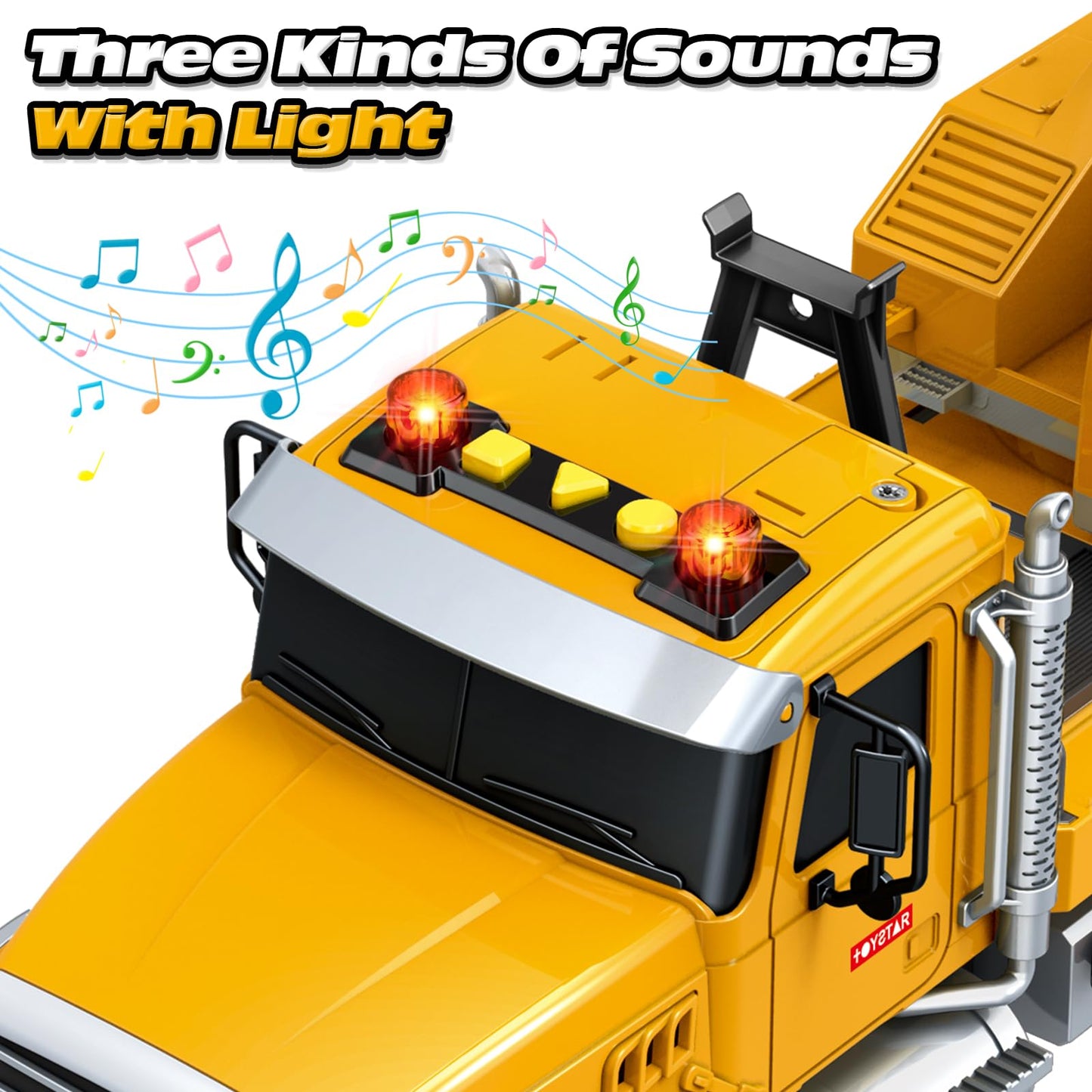 Bstoyder Crane Truck Toy with Lights & Sounds – Friction-Powered 14-Inch Vehicle for Kids 3-8