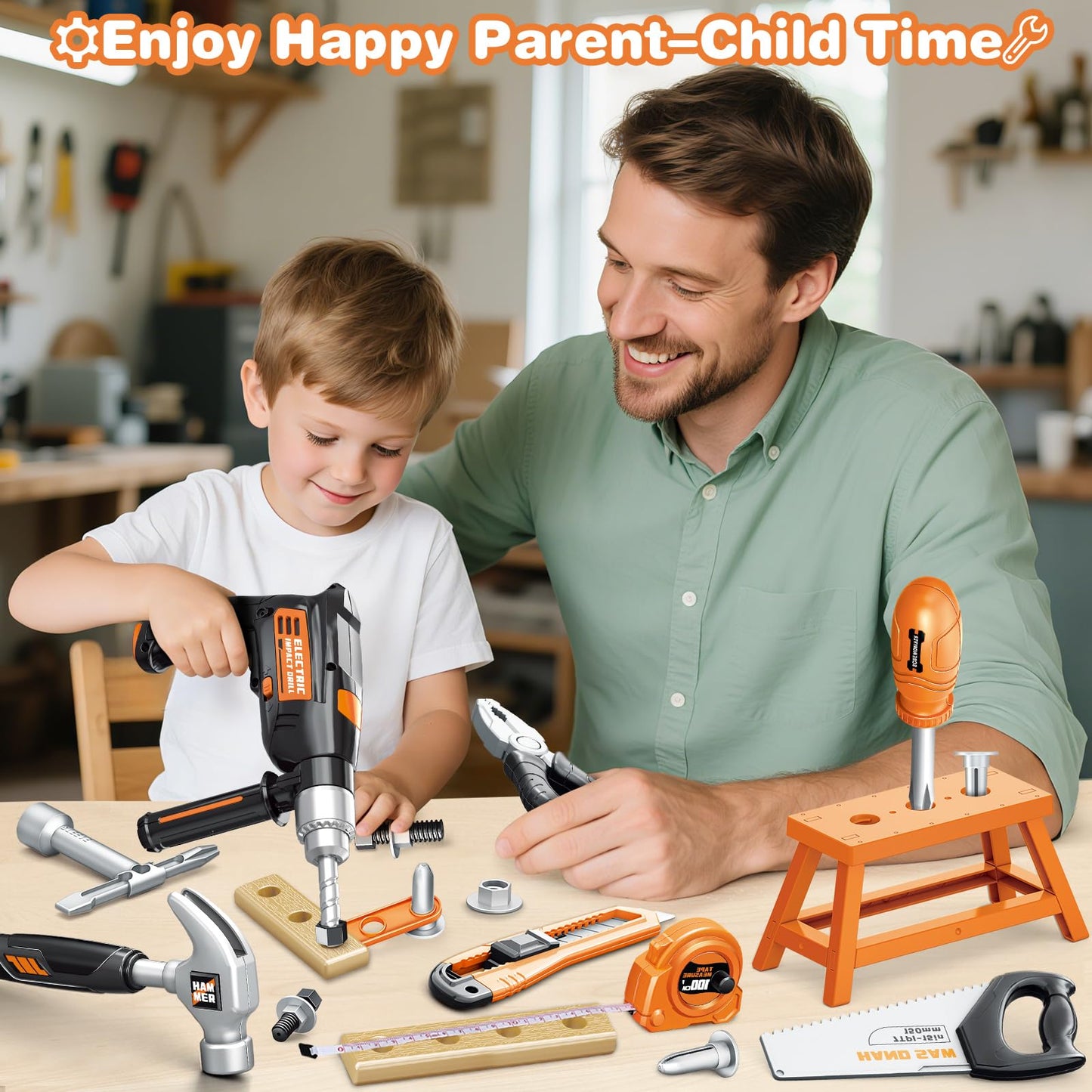 Bstoyder Kids Tool Set – 41 Realistic Tools with Drill & Toolbox for Toddlers