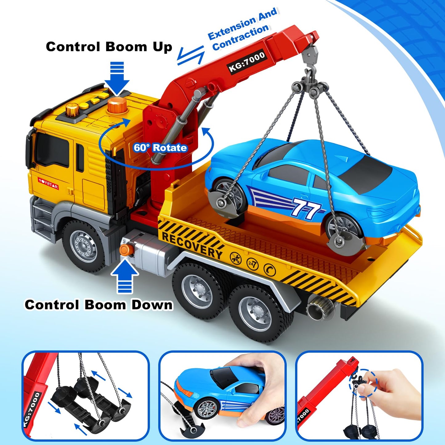 Bstoyder Large Tow Truck Toy for Kids 3–8 | Friction-Powered with Lights & Sounds