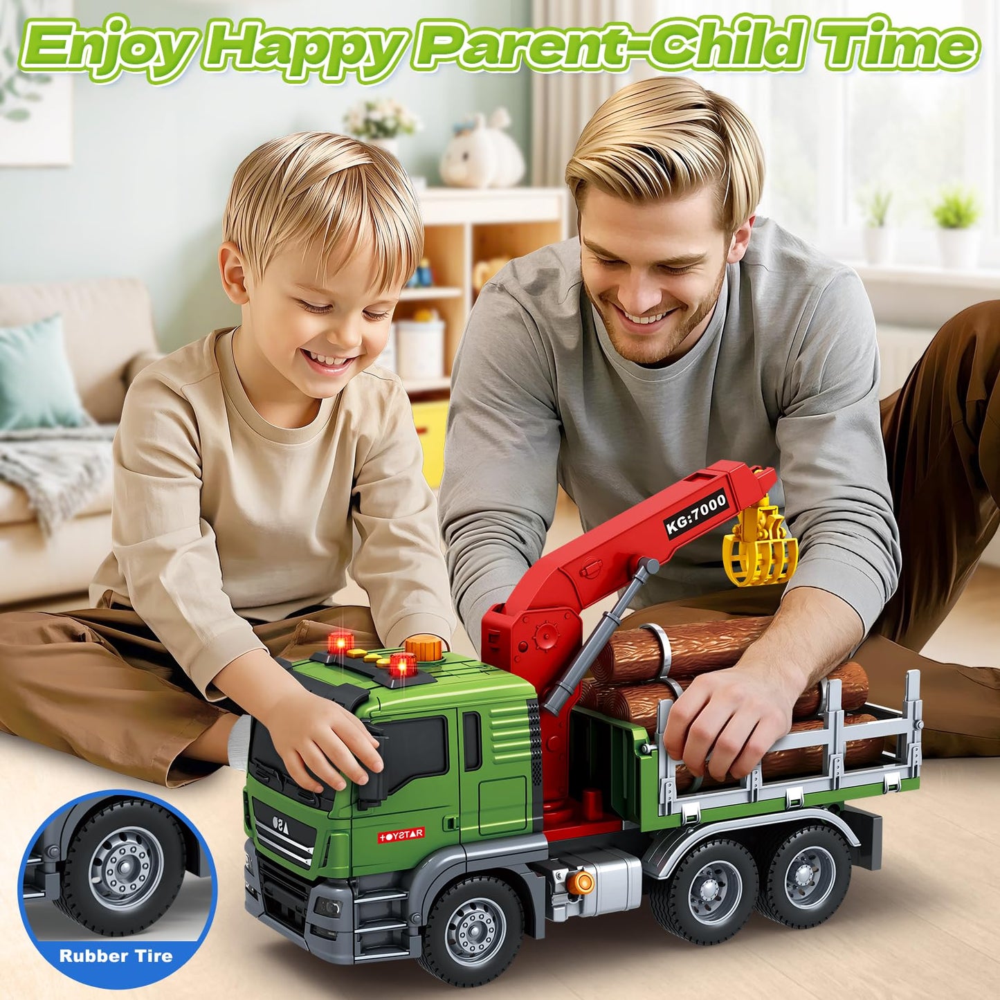 Bstoyder 3-in-1 Toddler Truck Toy – Large Flatbed Farm Truck with Lights & Sounds