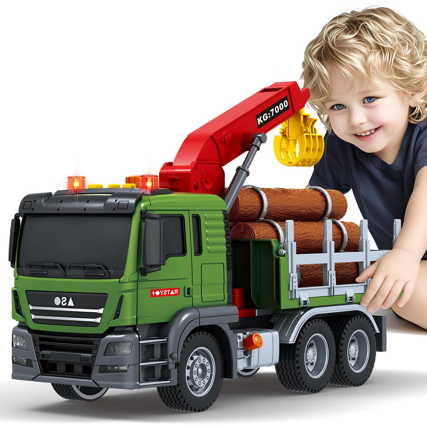 Bstoyder 3-in-1 Toddler Truck Toy – Large Flatbed Farm Truck with Lights & Sounds