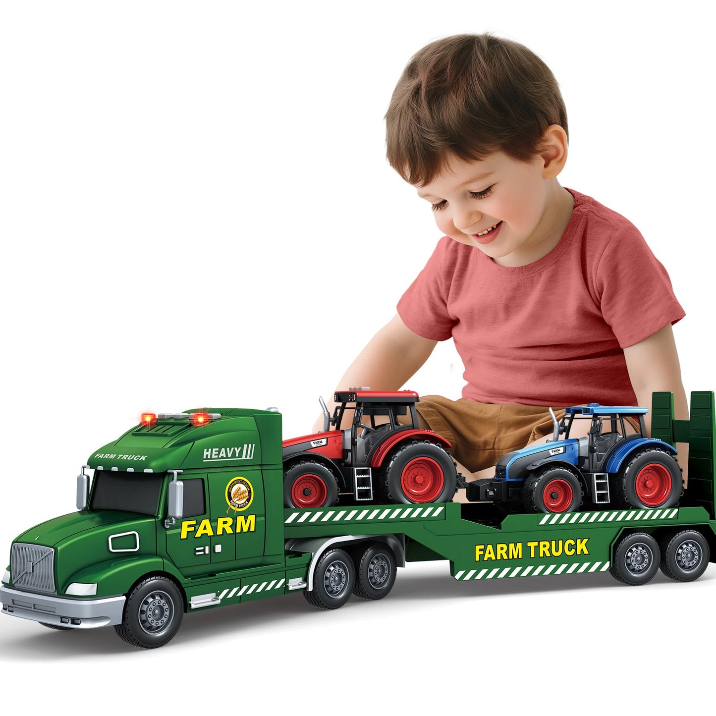 Bstoyder 3-in-1 Toddler Truck Set – 27-Inch Friction Truck with Lights and Sounds