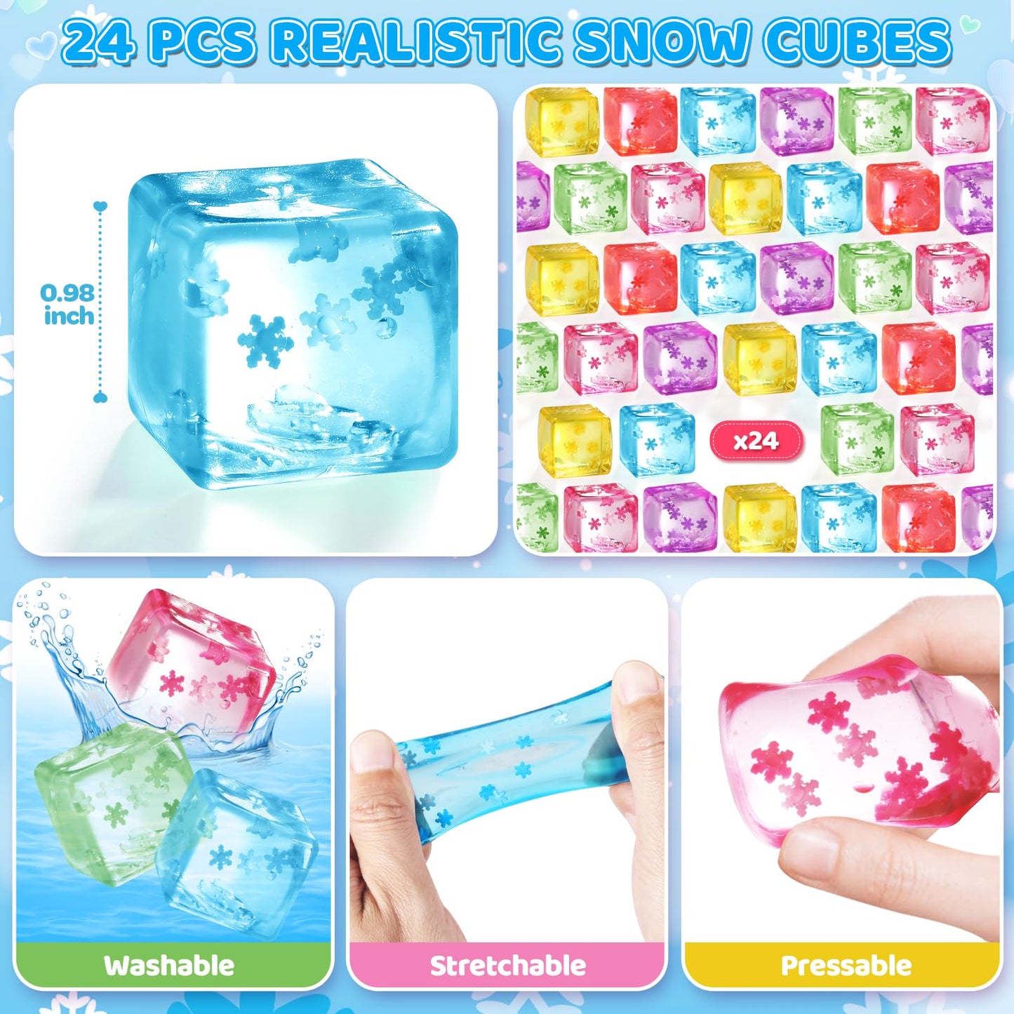 Bstoyder Valentine's Day Cards & Snow Cube Squeeze Balls — 24 Pack for Kids