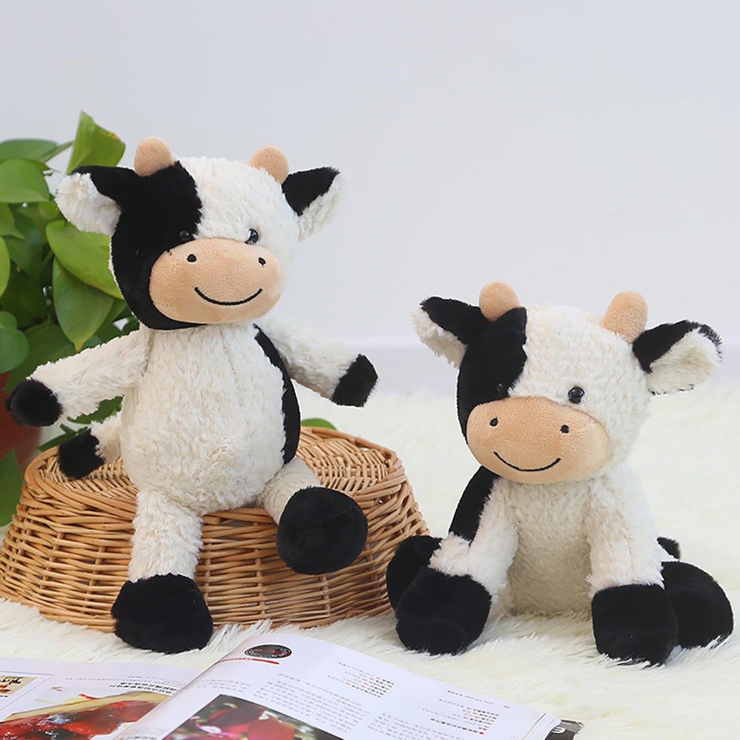 BSVOME 11.8-Inch Cow Plush Toy | Cute Soft Cow Doll for Kids