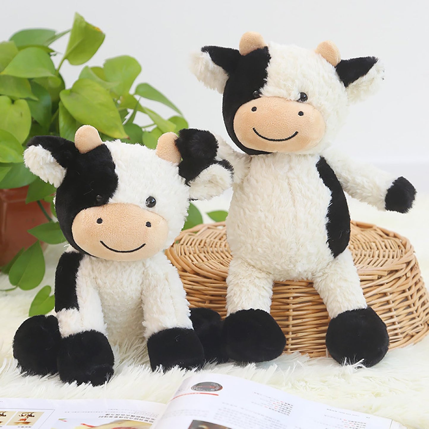 BSVOME 11.8-Inch Cow Plush Toy | Cute Soft Cow Doll for Kids