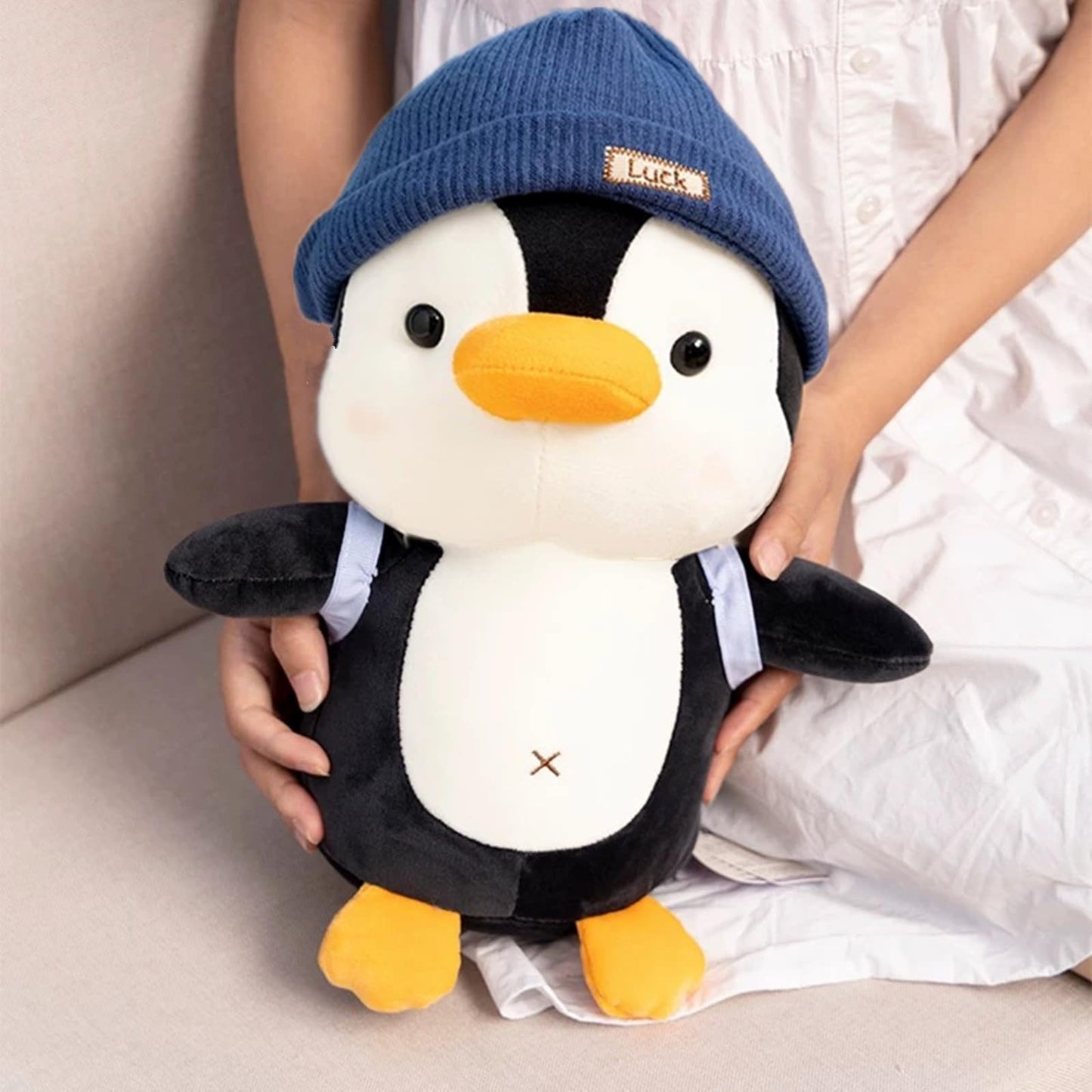 BSVOME 9-Inch Penguin Plush Toy with Hat – Cute Travel Backpack Doll