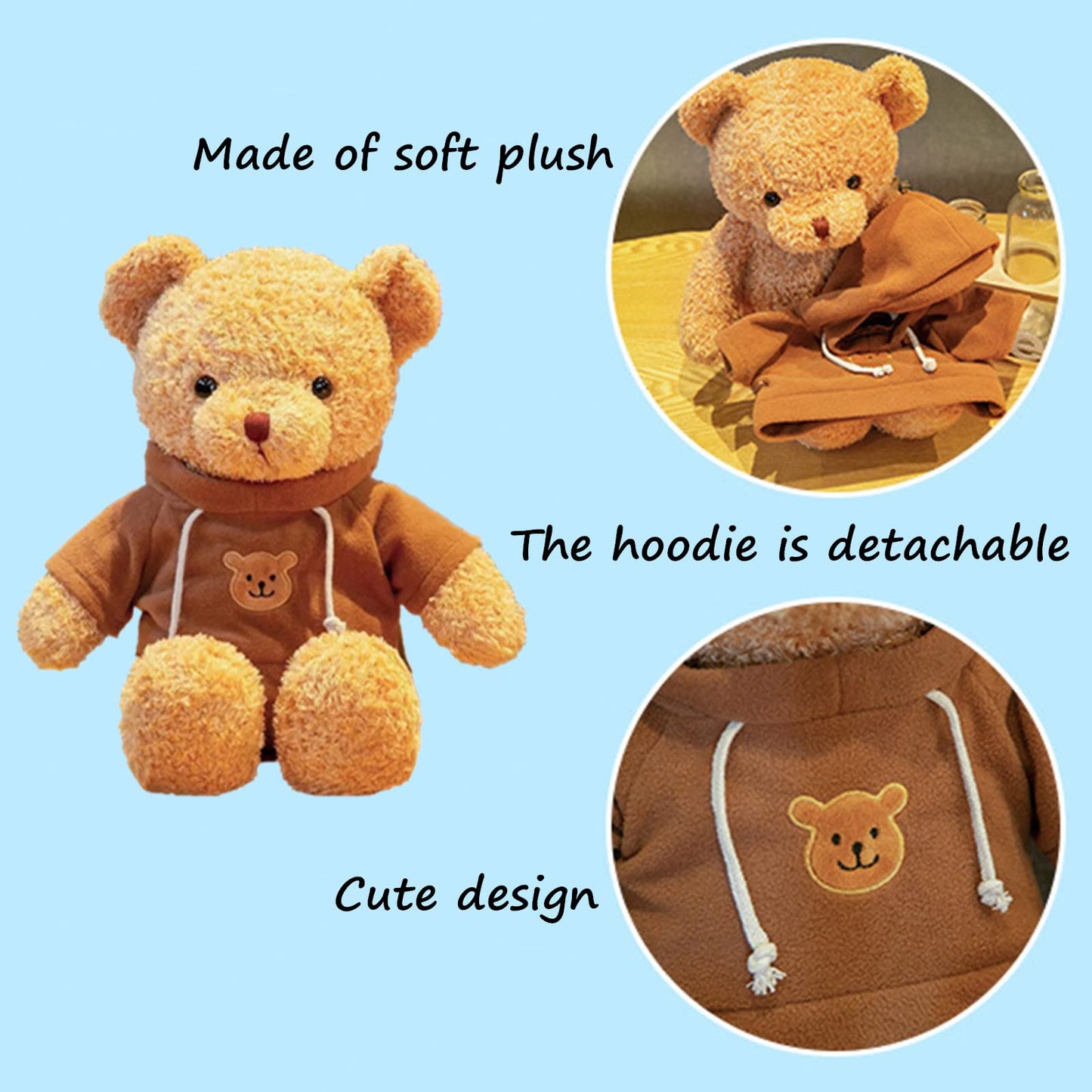 BSVOME 11.8-Inch Red Teddy Bear Plush – Soft Stuffed Bear for Kids & Gifting