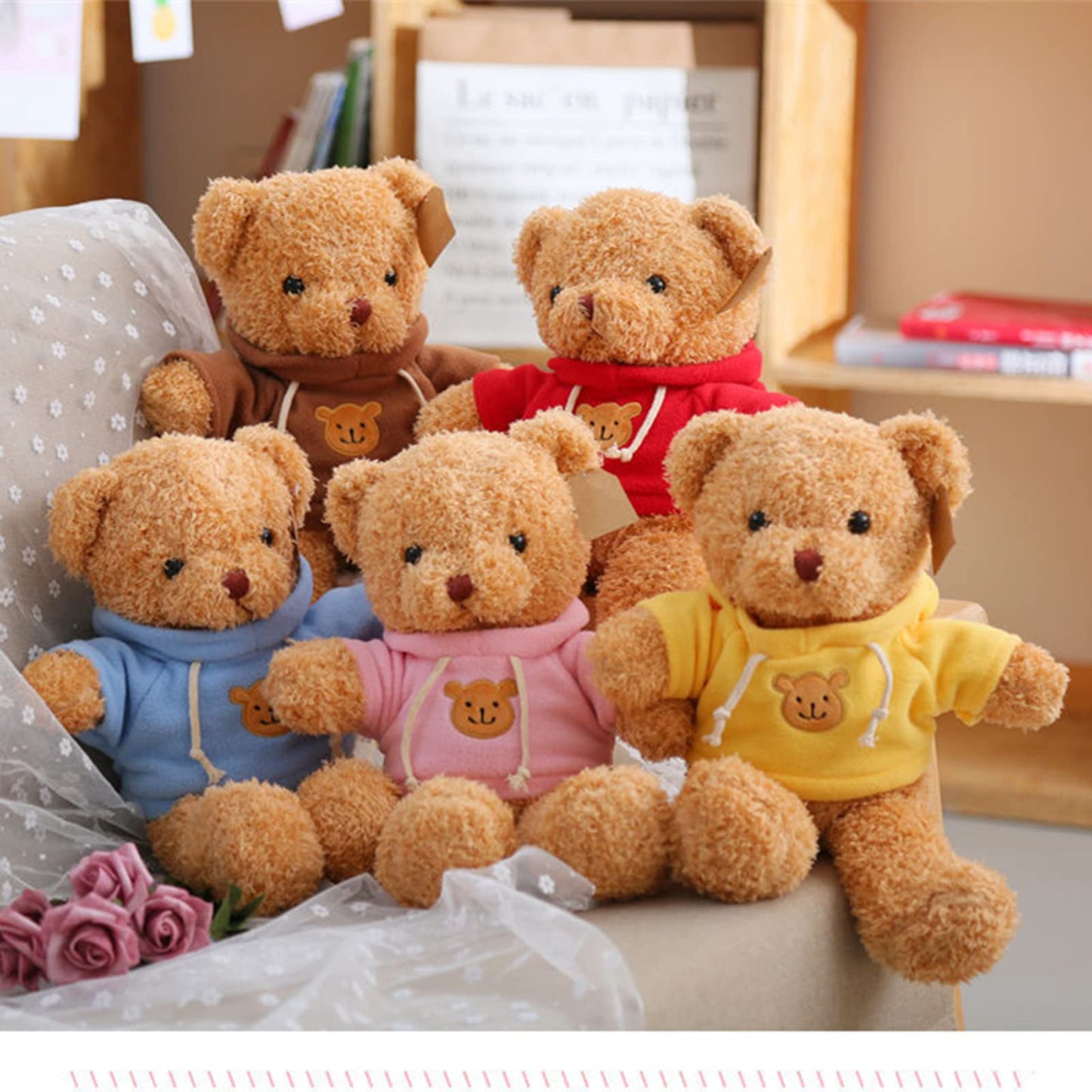 BSVOME 11.8-Inch Red Teddy Bear Plush – Soft Stuffed Bear for Kids & Gifting