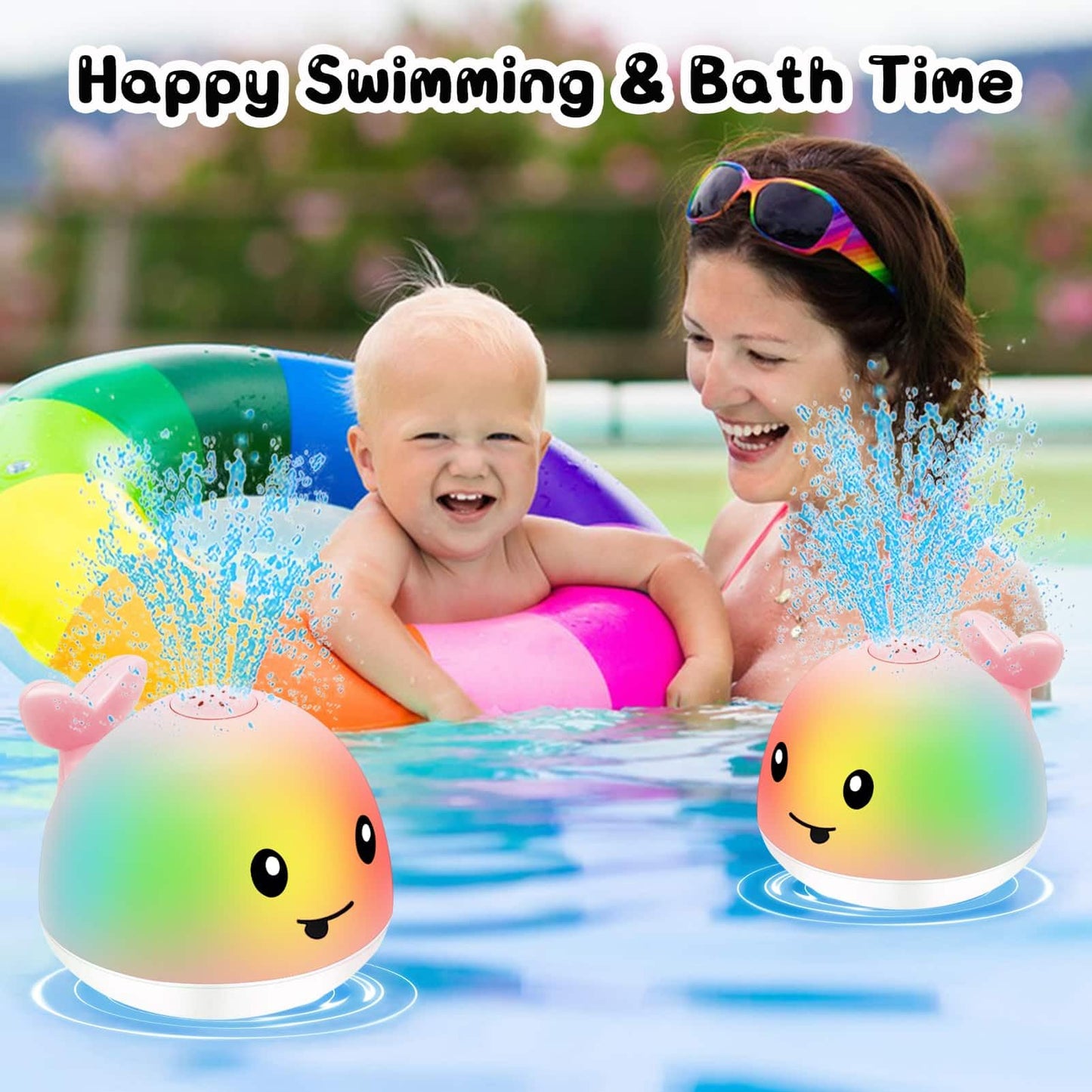 BSVZAIYN Whale Bath Toy Sprinkler — Auto Water Spray & Lights for Babies 6–36 Months