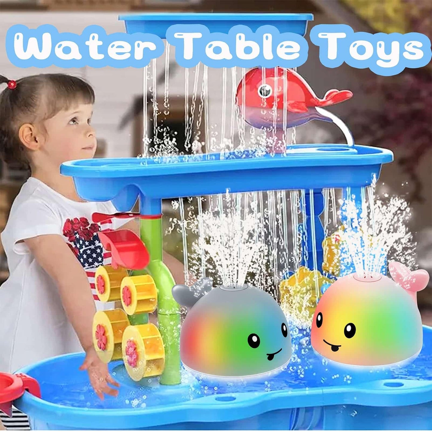 BSVZAIYN Whale Bath Toy Sprinkler — Auto Water Spray & Lights for Babies 6–36 Months