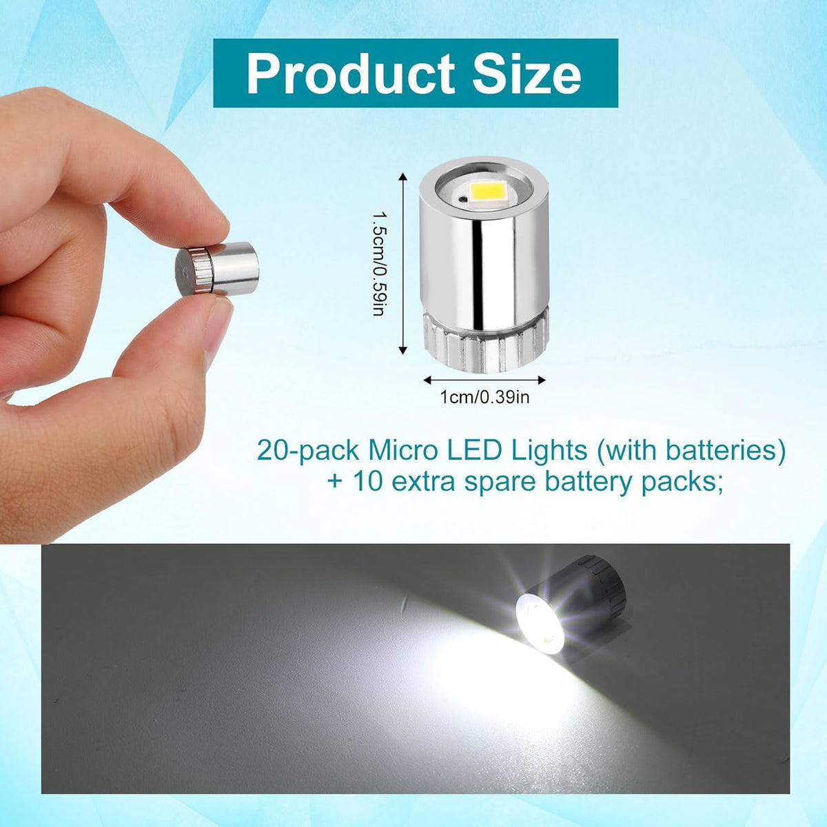 BTFO 20pcs Micro Mini LED Lights with 10 Extra Batteries for Dollhouses & Craft Decor