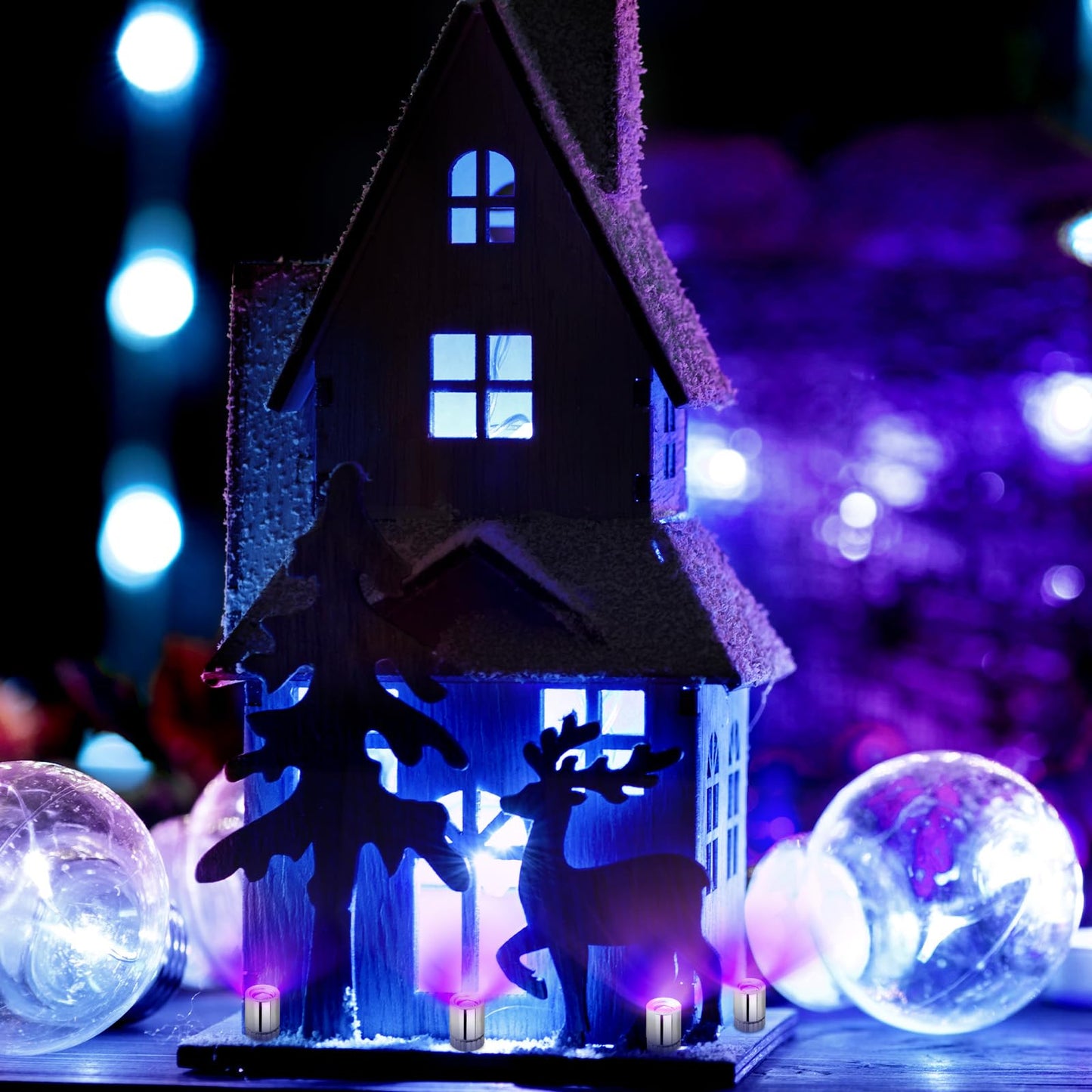 BTFO 10pcs Miniature LED Spot Lights – Battery-Operated Dollhouse & Craft Lights (Purple)