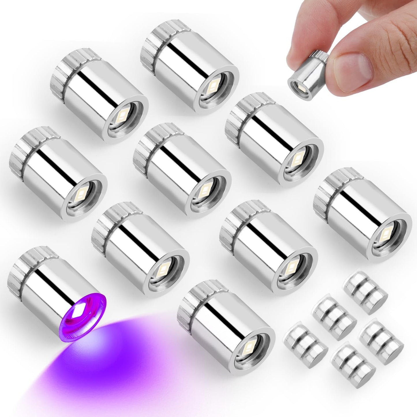 BTFO 10pcs Miniature LED Spot Lights – Battery-Operated Dollhouse & Craft Lights (Purple)