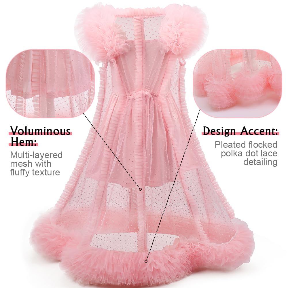 Btonai Pink Witch Costume for Girls - 2-Piece Pajama Set with Mesh Gown