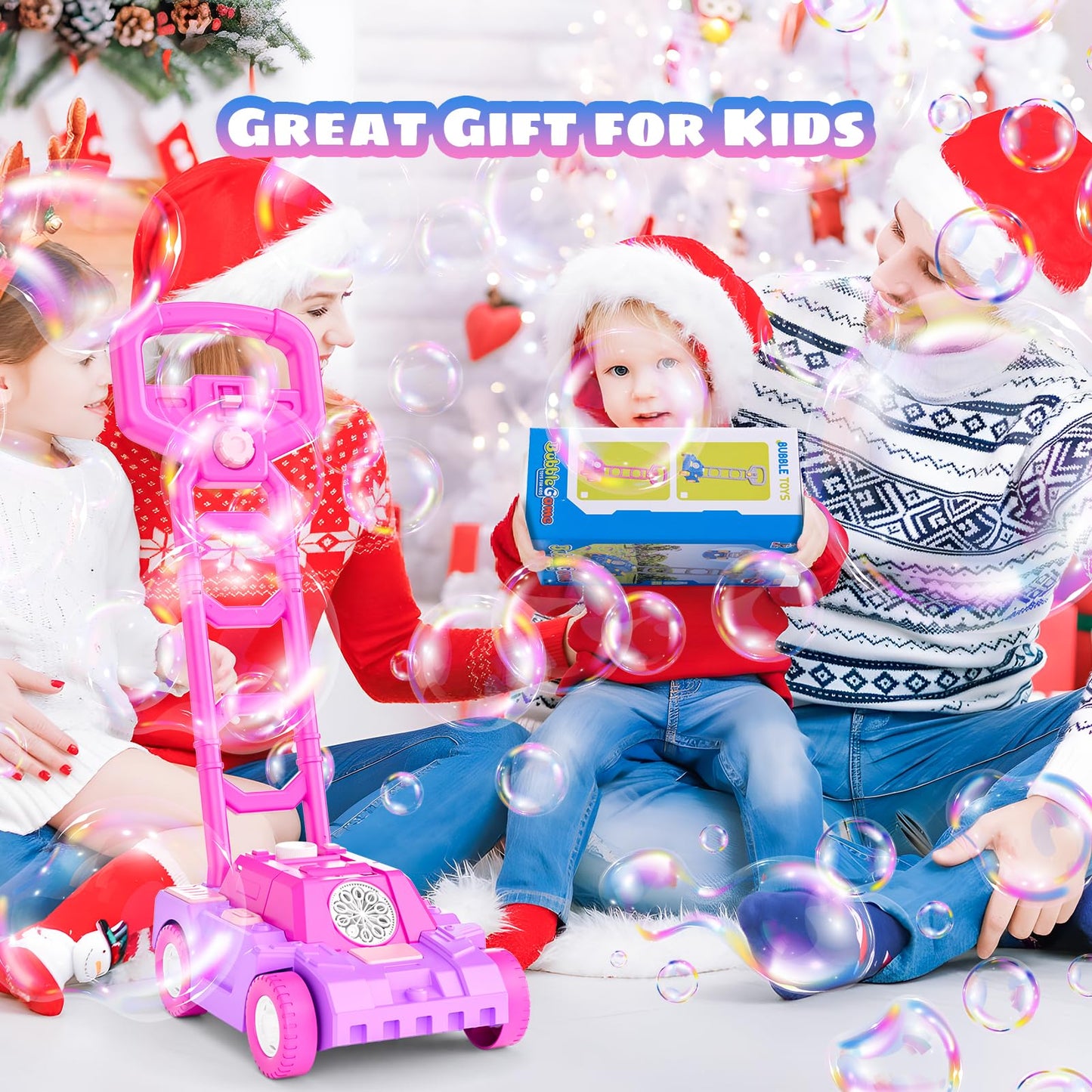 Bttyu Bubble Lawn Mower for Toddlers – Plug-In or Battery Bubble Machine for Pretend Play
