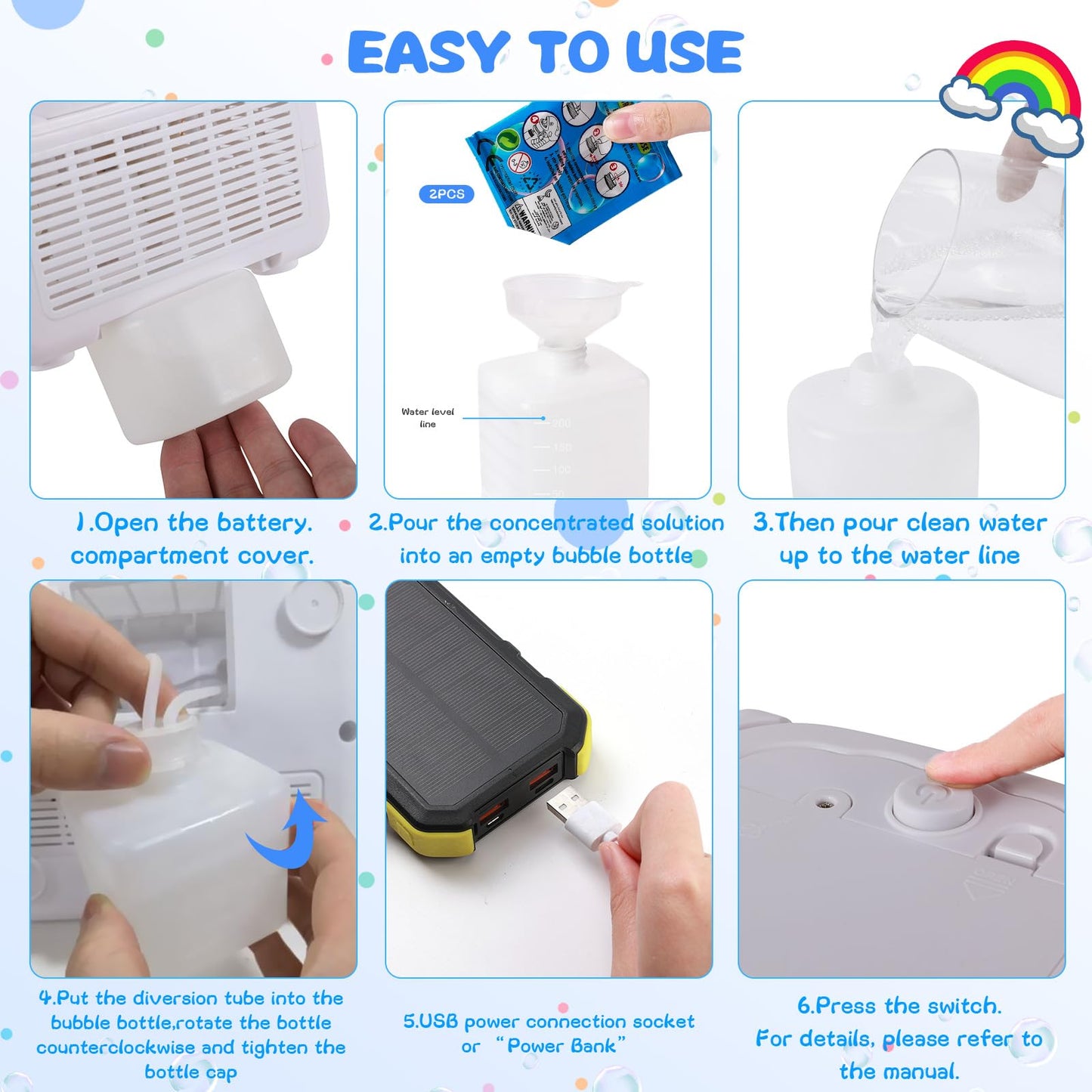 Bttyu Dual-Fan Bubble Machine | 20,000+ Bubbles/Min for Outdoor Events, Weddings & Parties