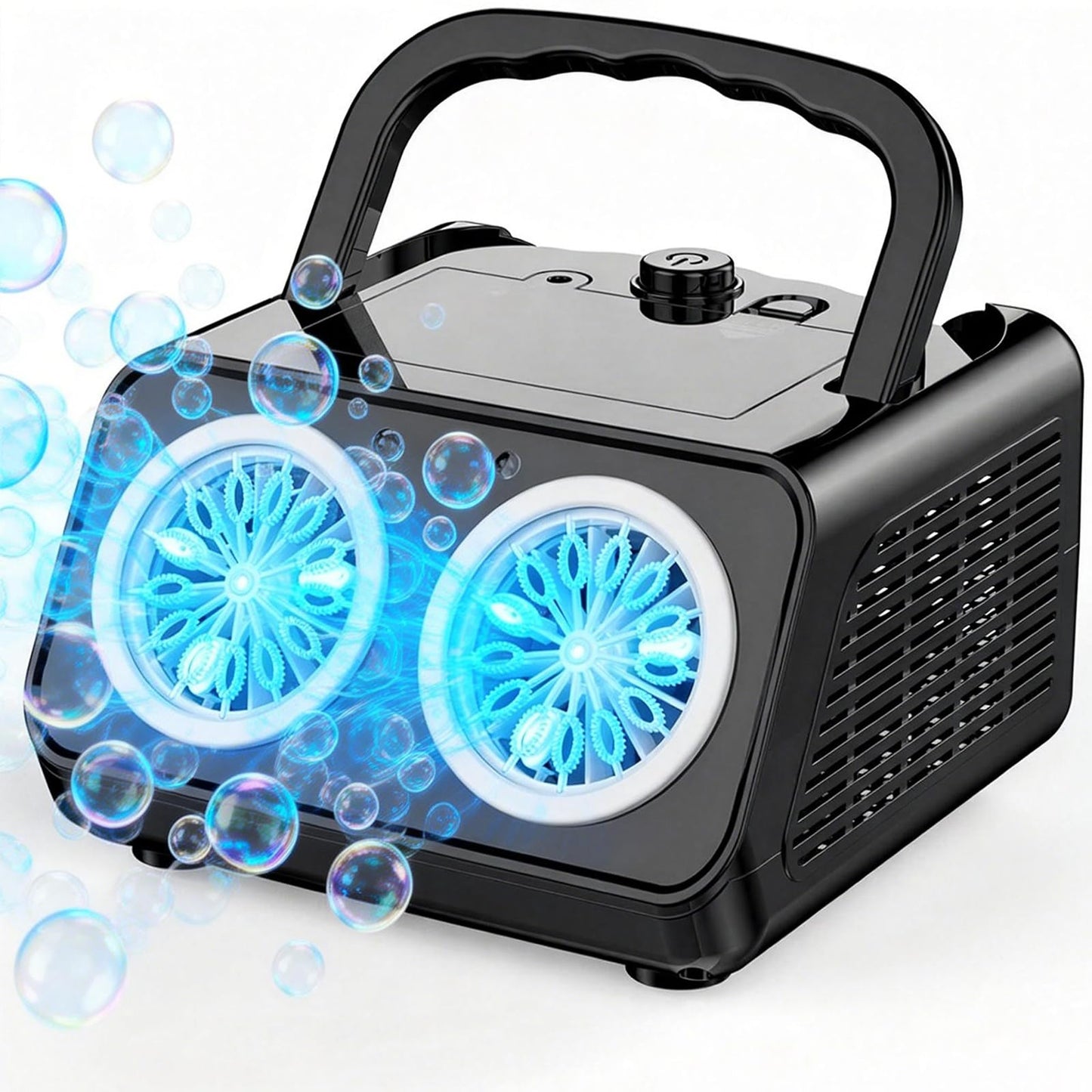 Bttyu Dual-Fan Bubble Machine — 20,000+ Bubbles/Min, Indoor/Outdoor, Plug-In or Battery Powered