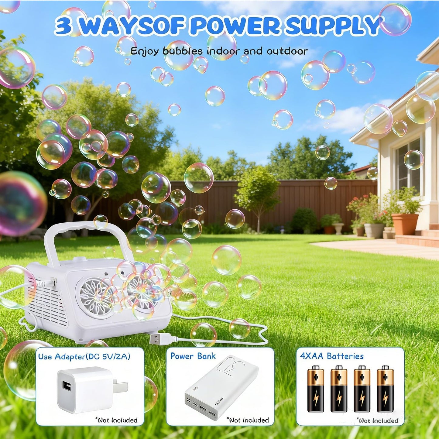 Bttyu Dual-Fan Bubble Machine | 20,000+ Bubbles/Min for Outdoor Events, Weddings & Parties