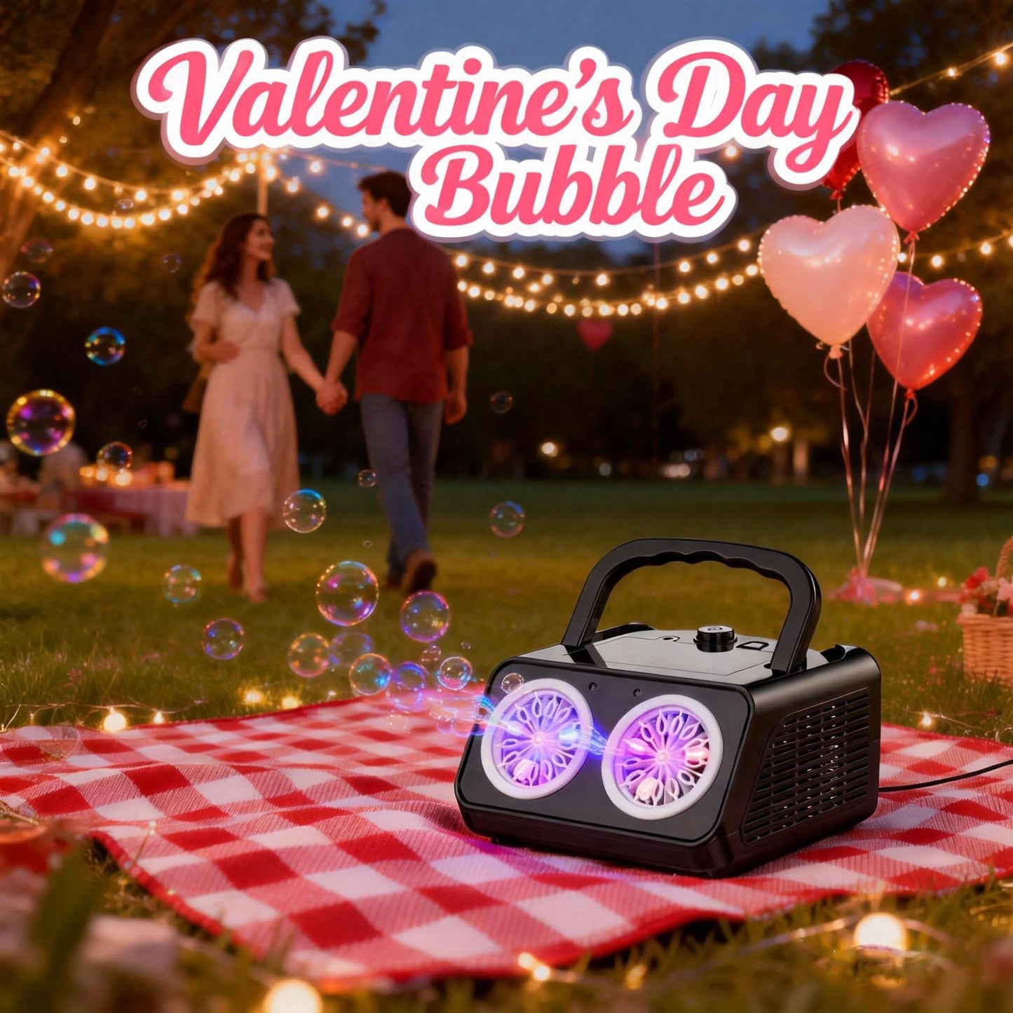 Bttyu Dual-Fan Bubble Machine — 20,000+ Bubbles/Min, Indoor/Outdoor, Plug-In or Battery Powered