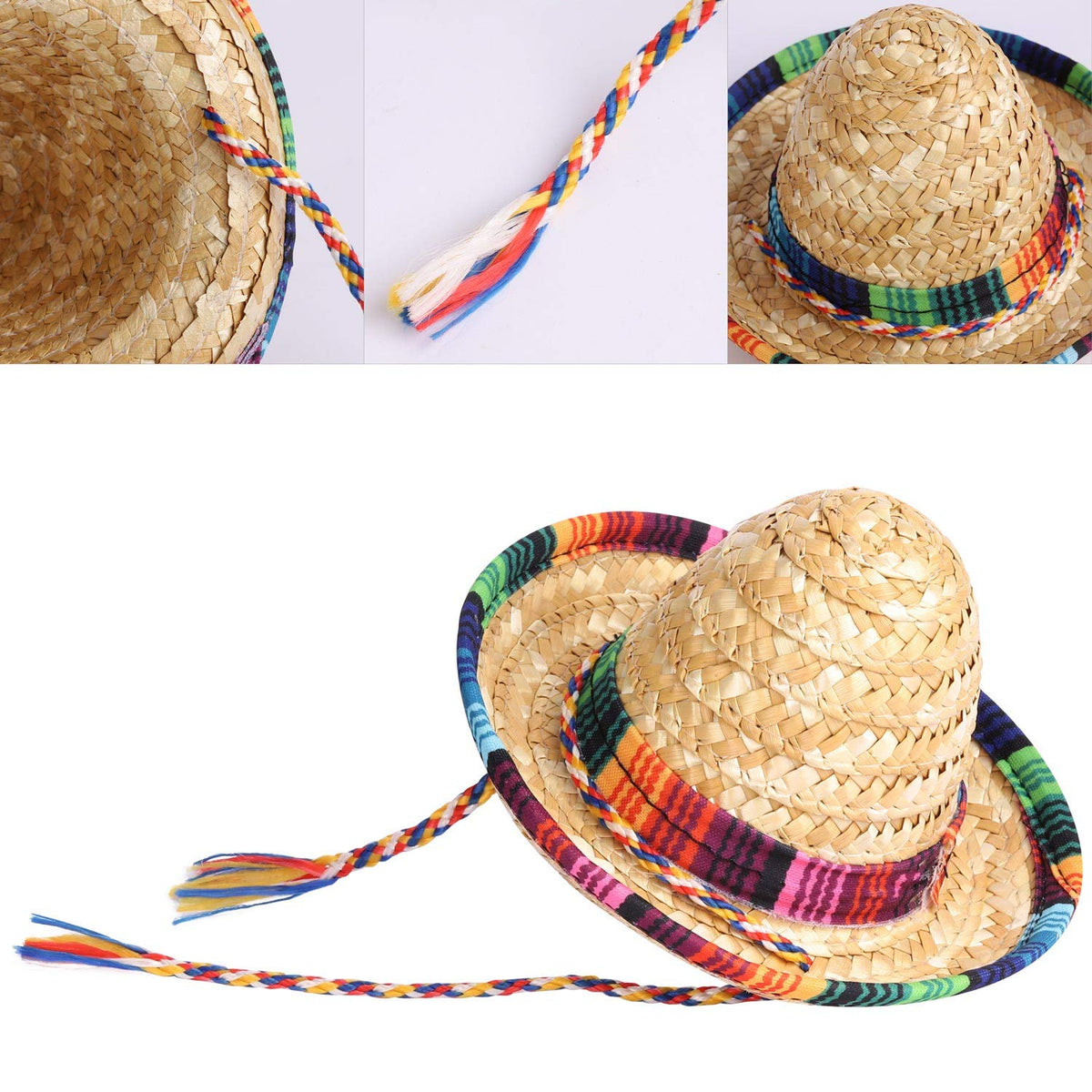 BTYMS 8 Pieces Mini Sombrero Hats – 5.9 Inch Party Decor for Table, Dolls, and Pets