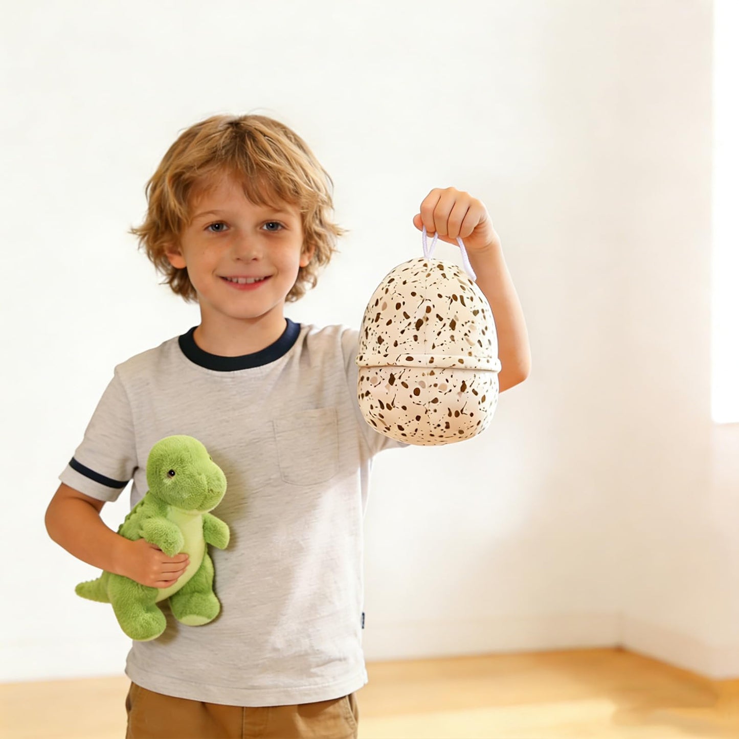 BUALR Dinosaur Plush Egg Reveal – Soft 9.1in Dino Toy for Kids